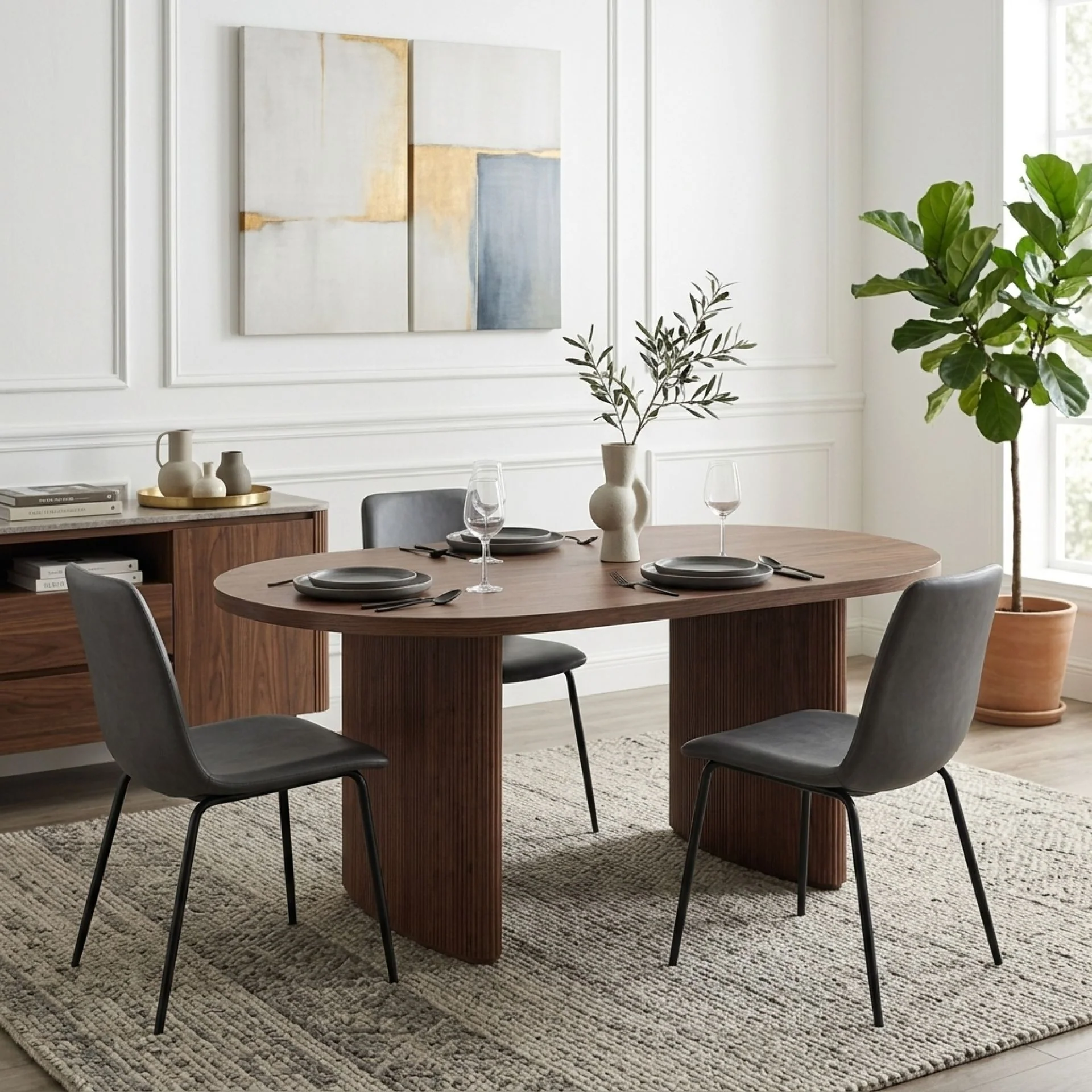 Arvola Rectangle Dining Table 180x95cm - Walnut - Image 3