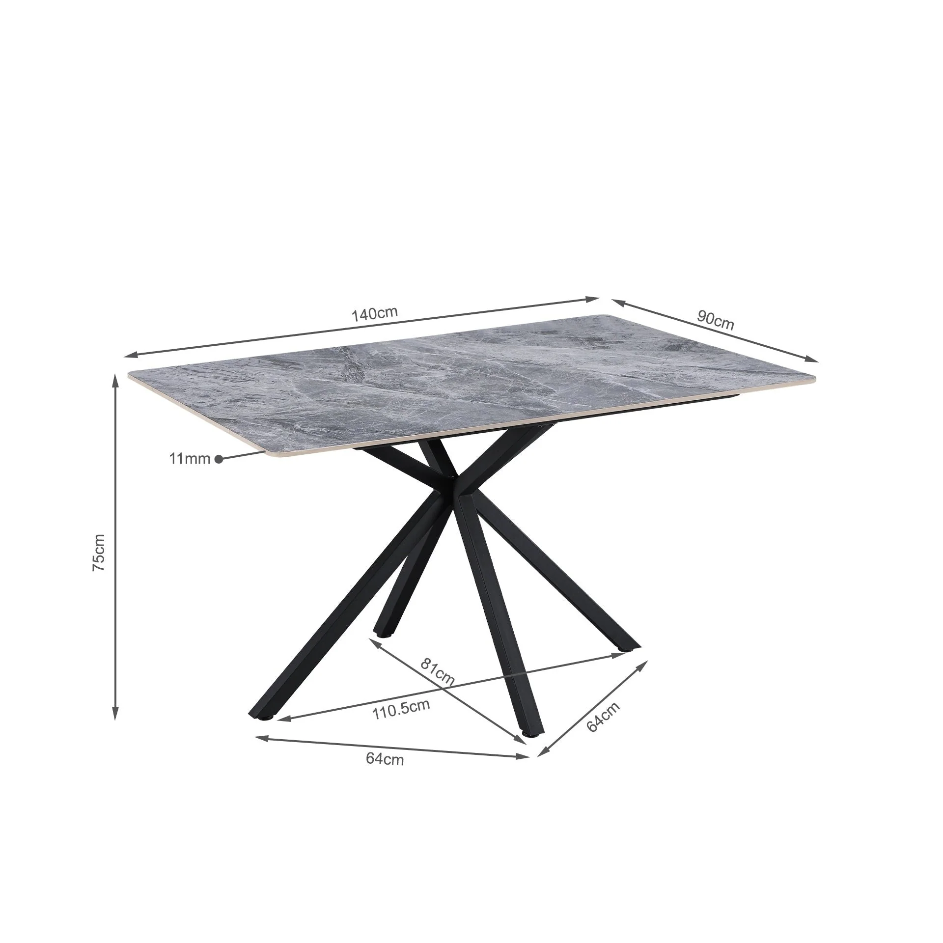 Asher Rectangle Ceramic Dining Table 140 X 90cm - Image 8