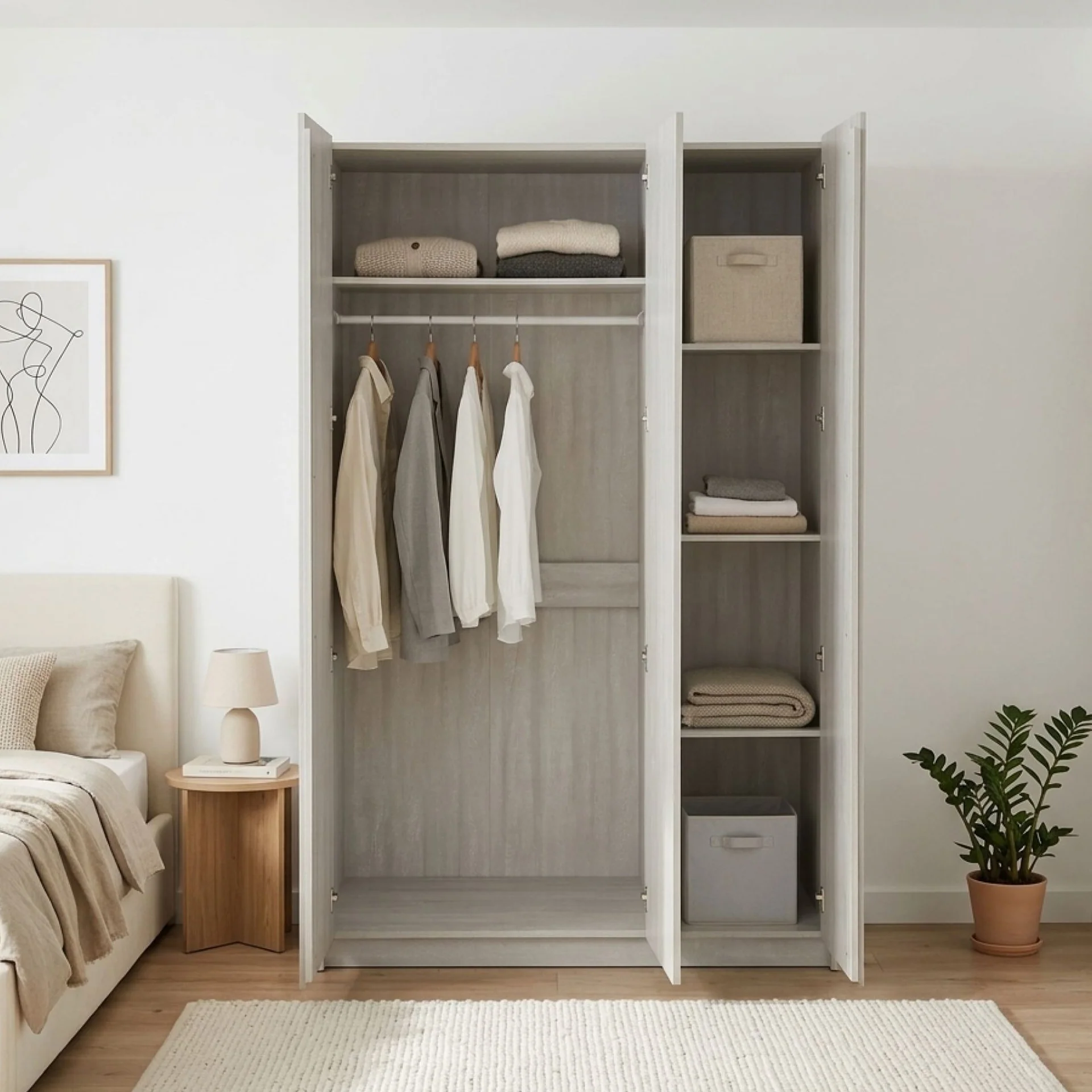 Ashton 3 Door Wardrobe - Grey Oak - Image 5