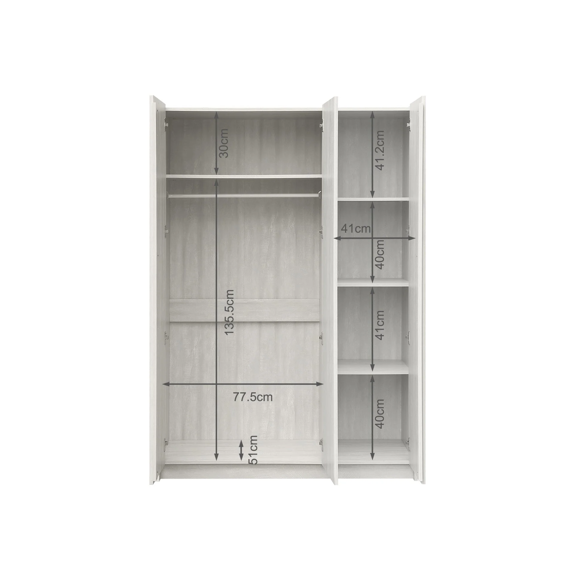 Ashton 3 Door Wardrobe with Mirror - Grey Oak - Image 10
