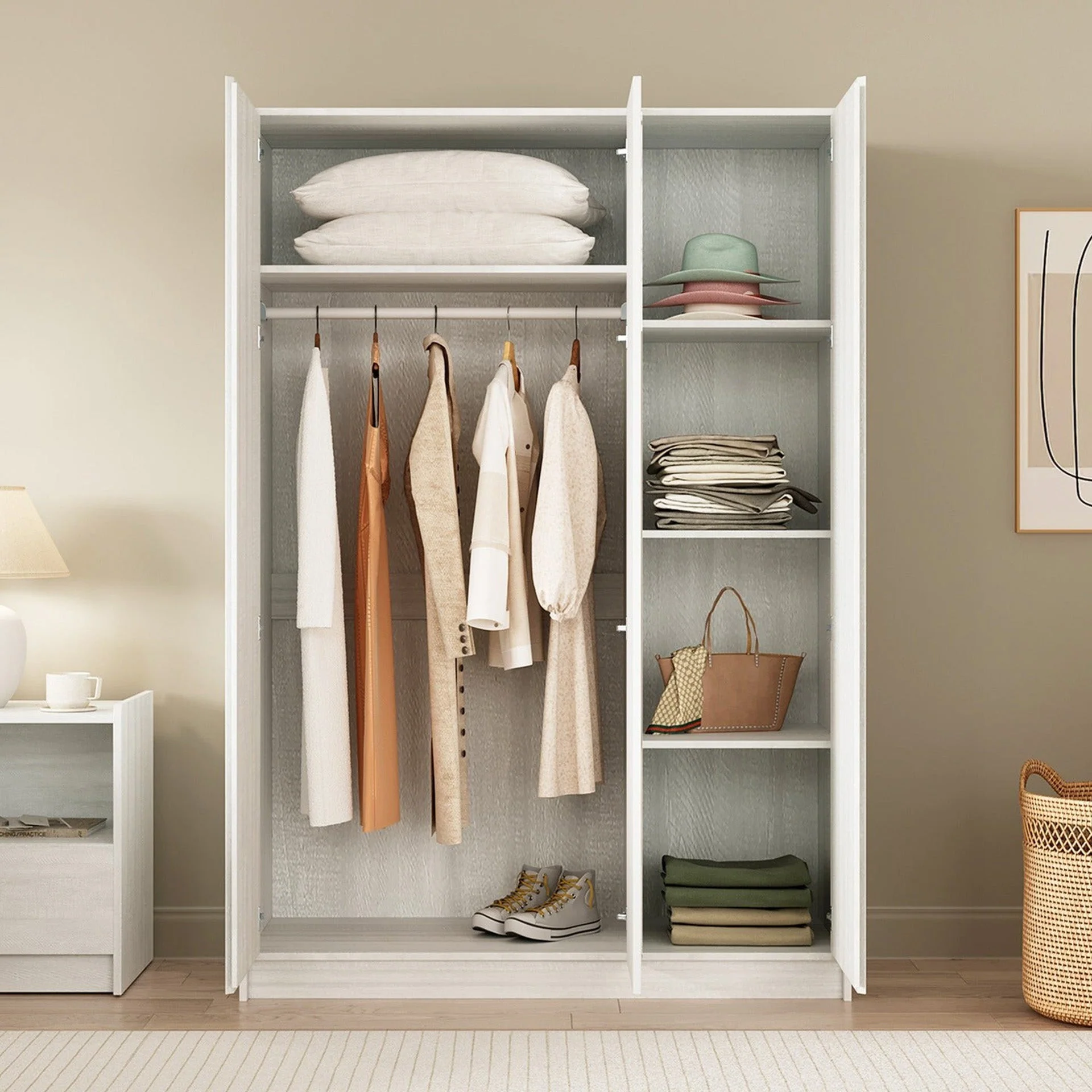 Ashton 3 Door Wardrobe with Mirror - Grey Oak - Image 2