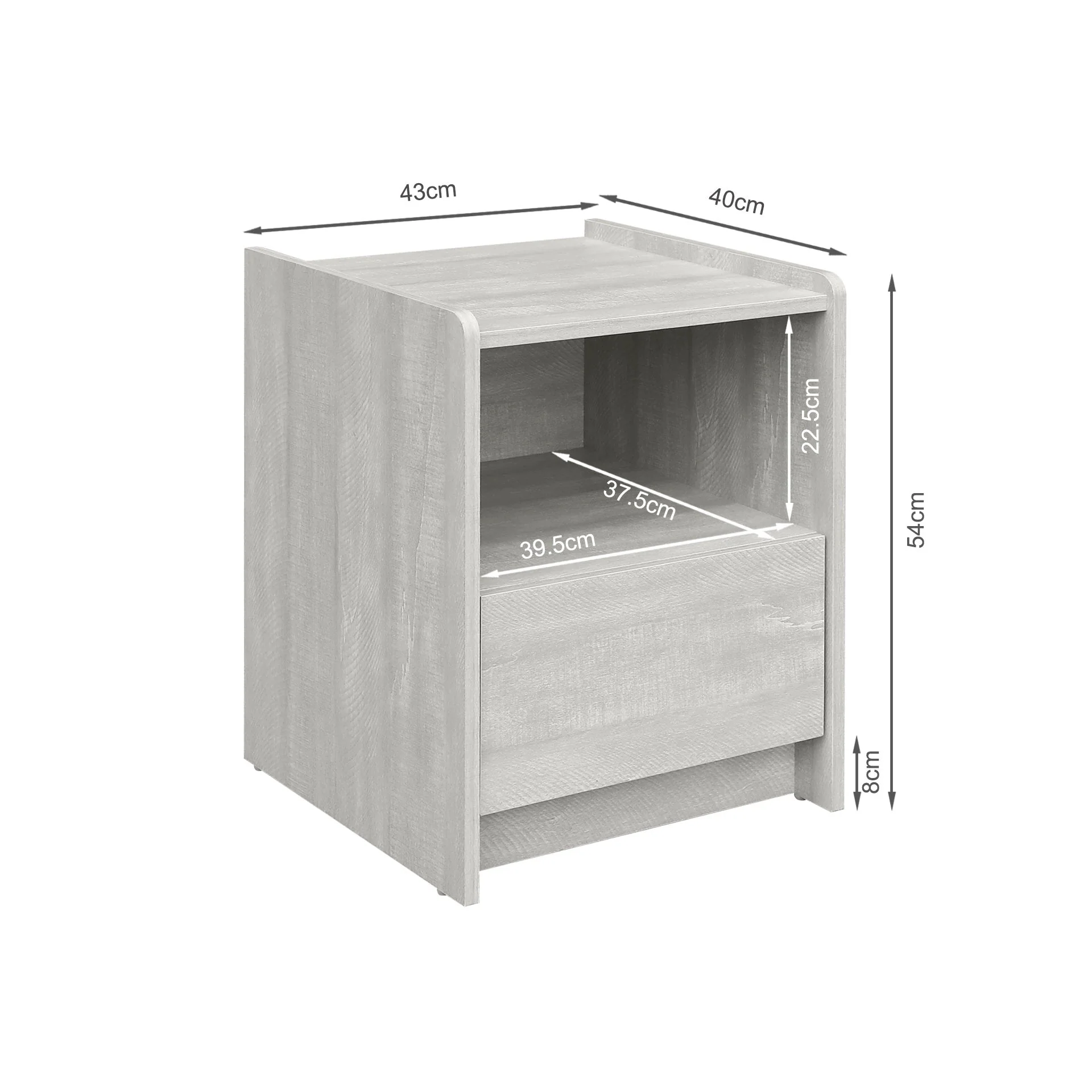 Ashton Bedside Table - Grey Oak - Image 11