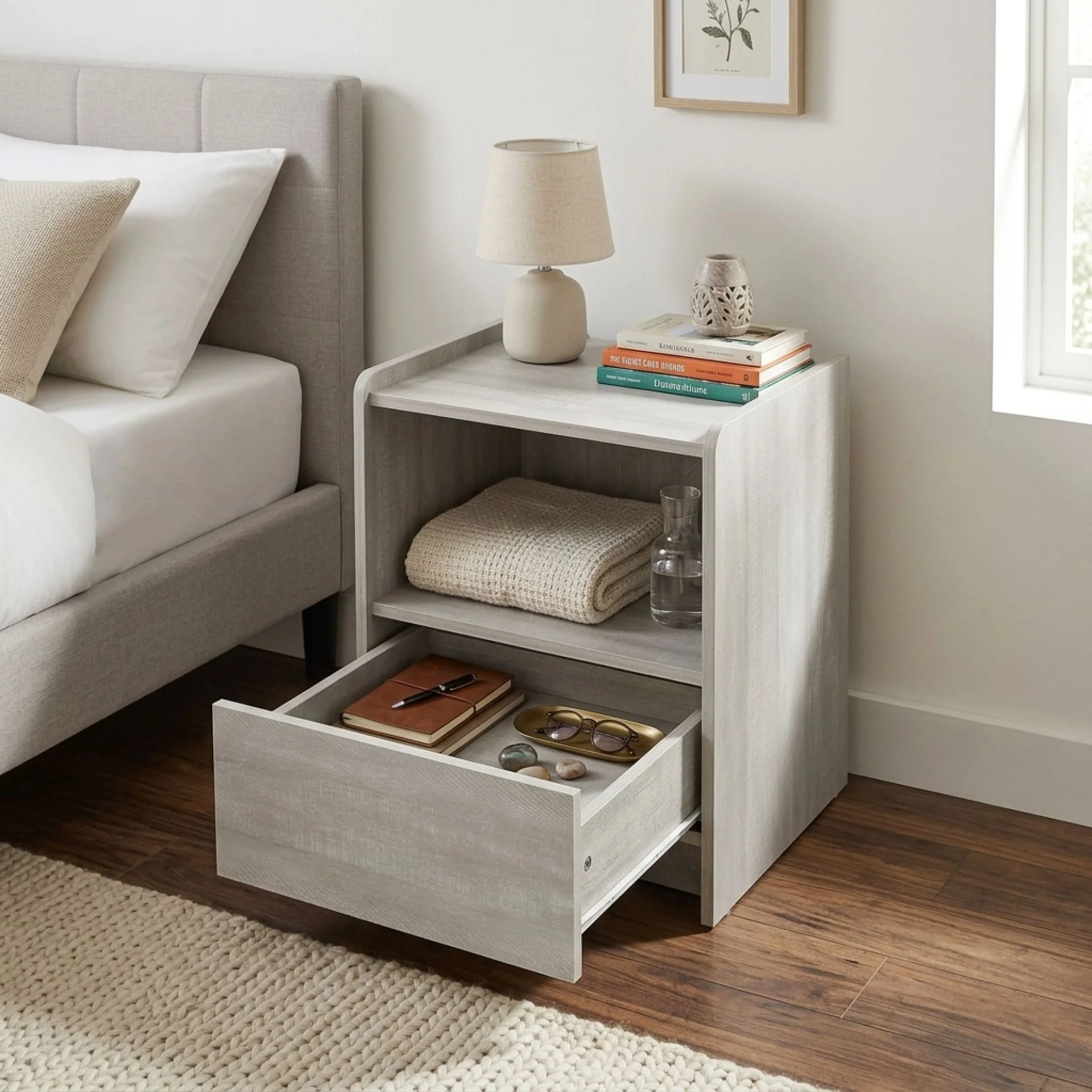 Ashton Bedside Table - Grey Oak - Image 2