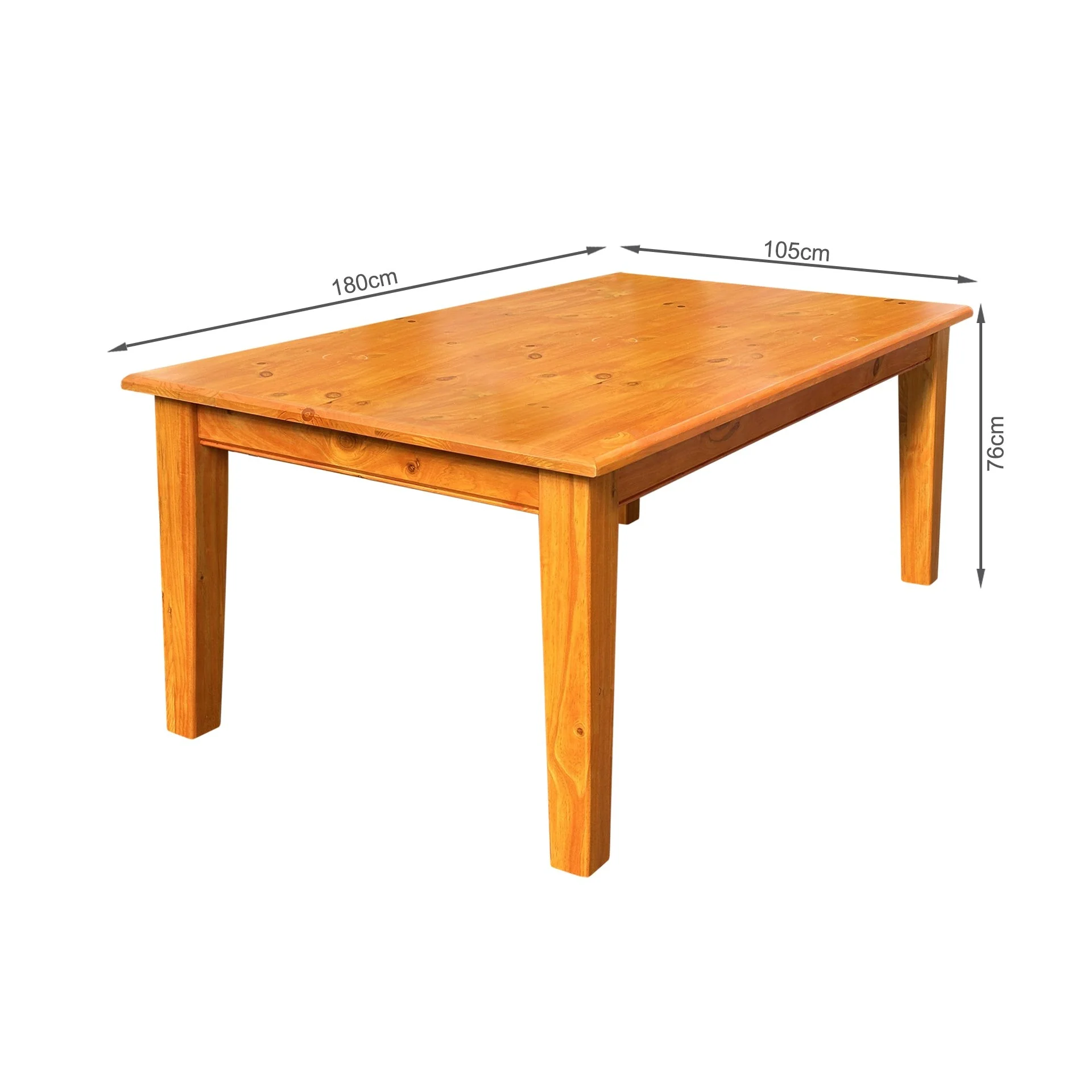 Ashwood 180cm Solid Pine Dining Table - Honey - Image 5