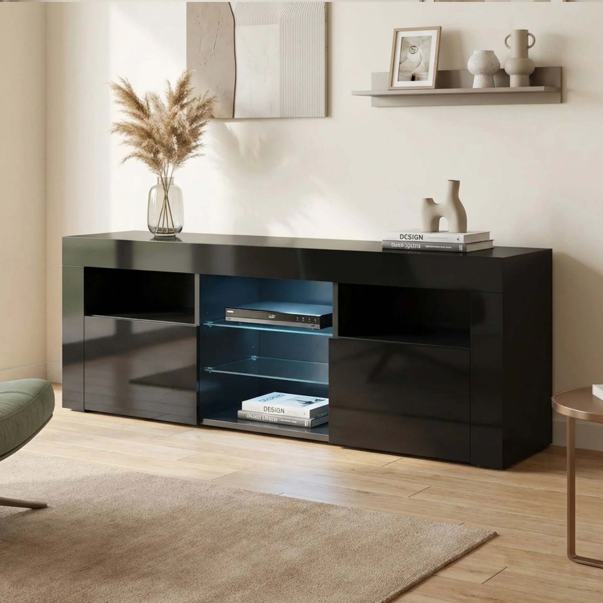 Atka 1.45m LED Entertainment Unit - Black