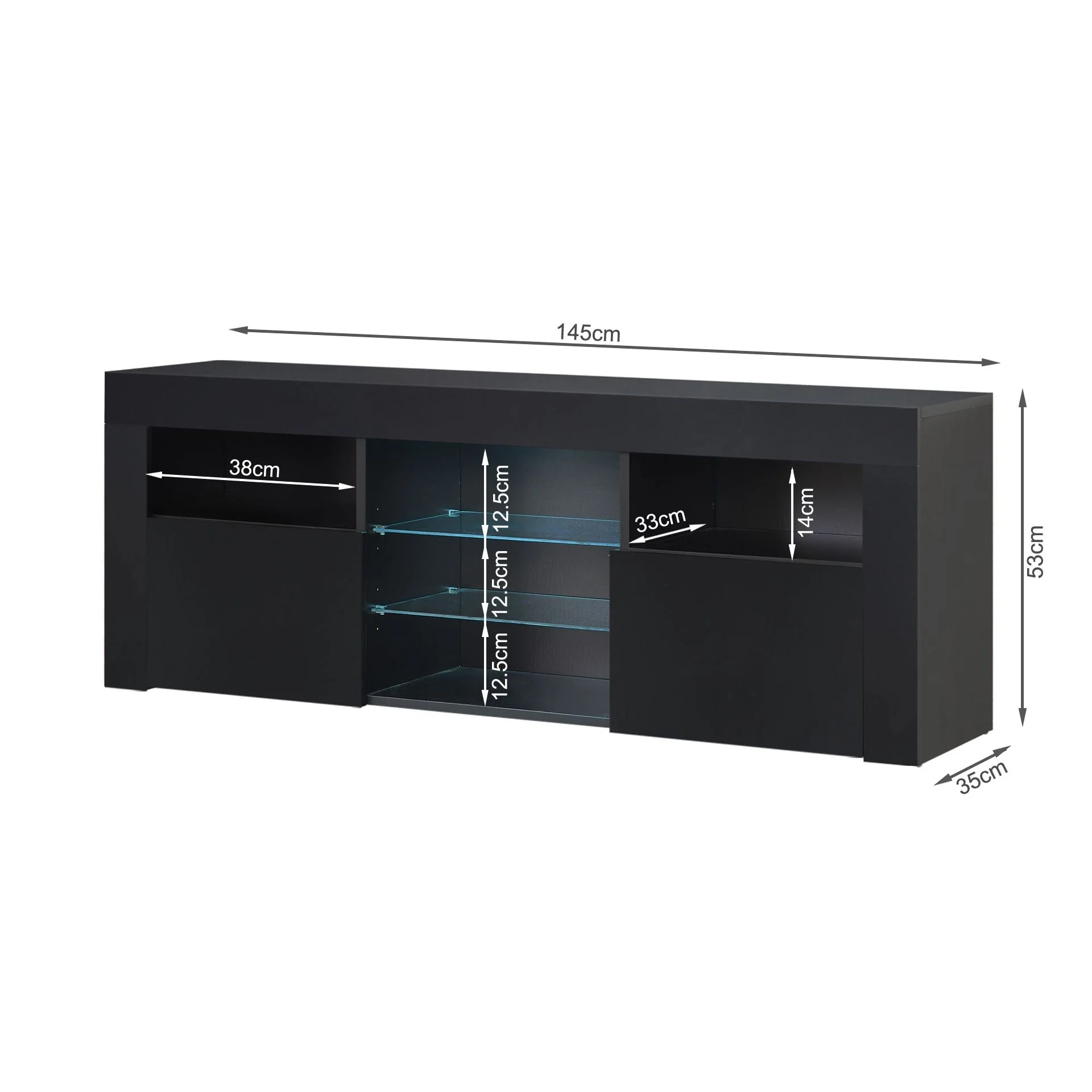 Atka 1.45m LED Entertainment Unit - Black - Image 15