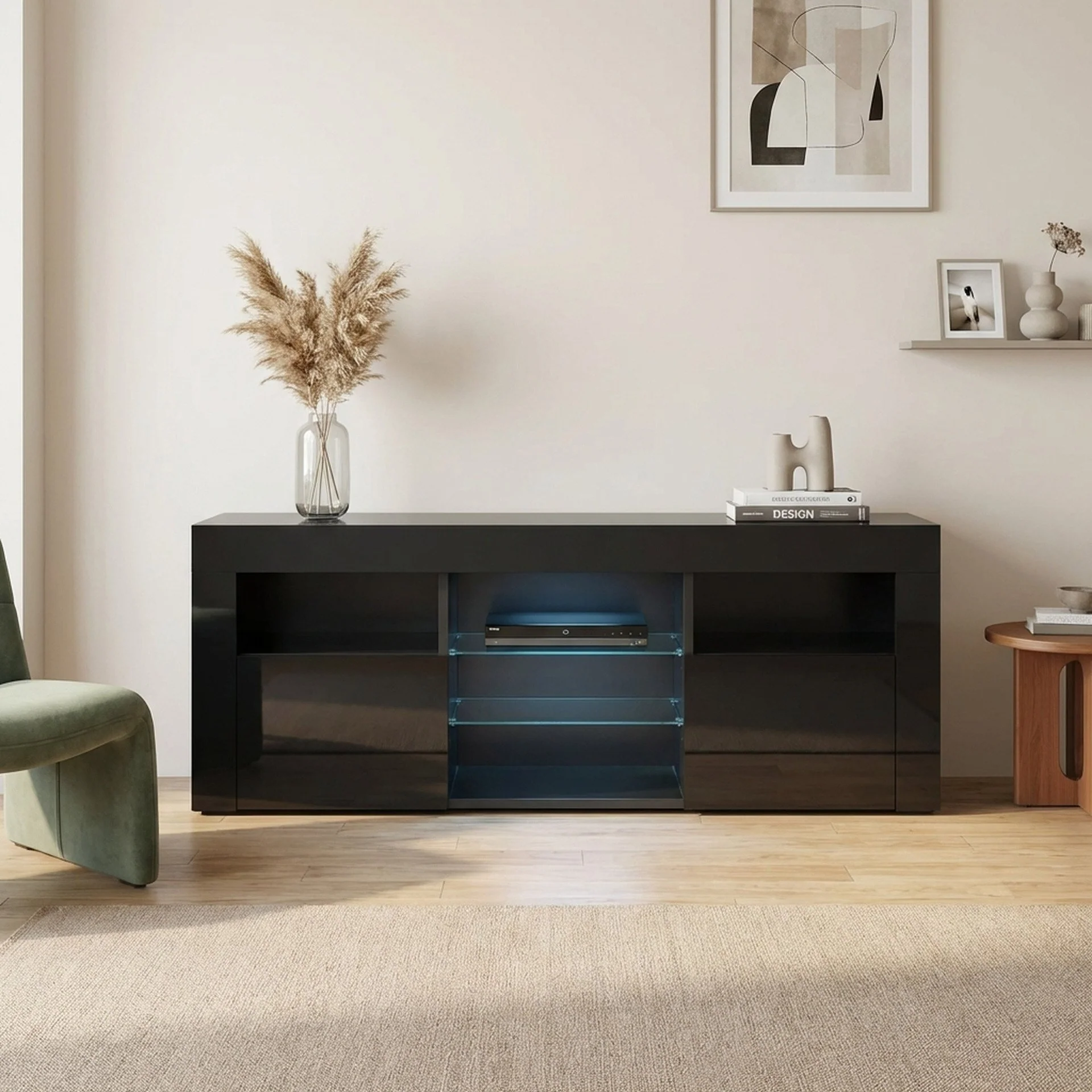 Atka 1.45m LED Entertainment Unit - Black - Image 5