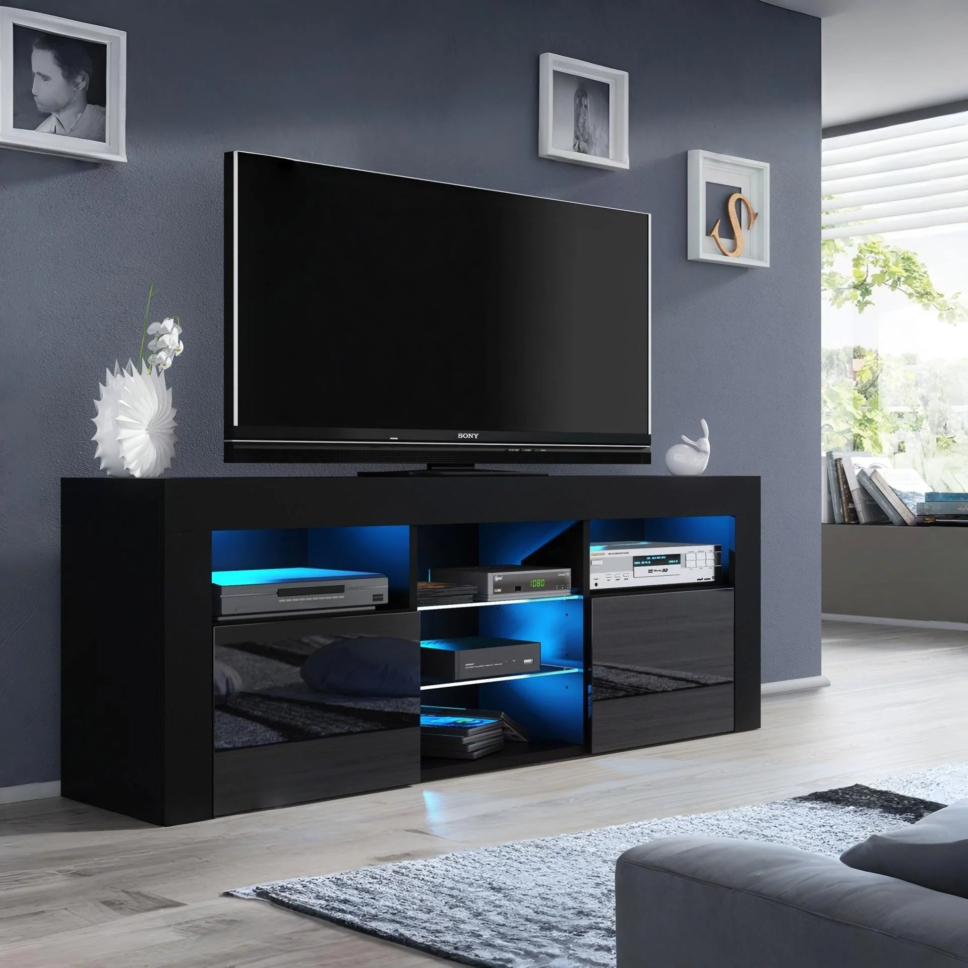 Atka 1.45m LED Entertainment Unit - Black - Image 7