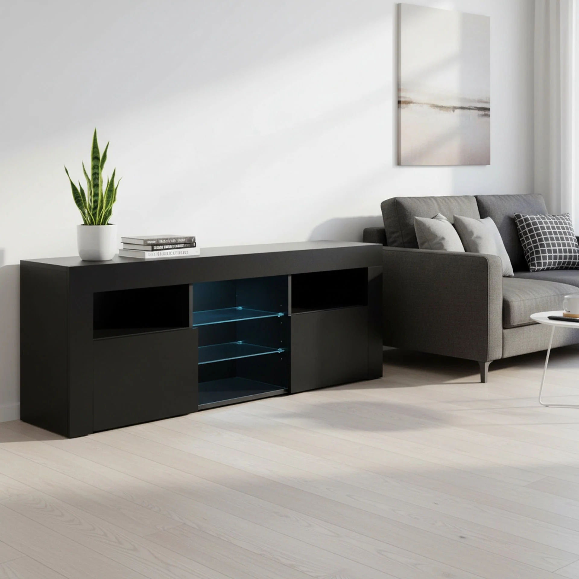 Atka 1.45m LED Entertainment Unit - Black - Image 8