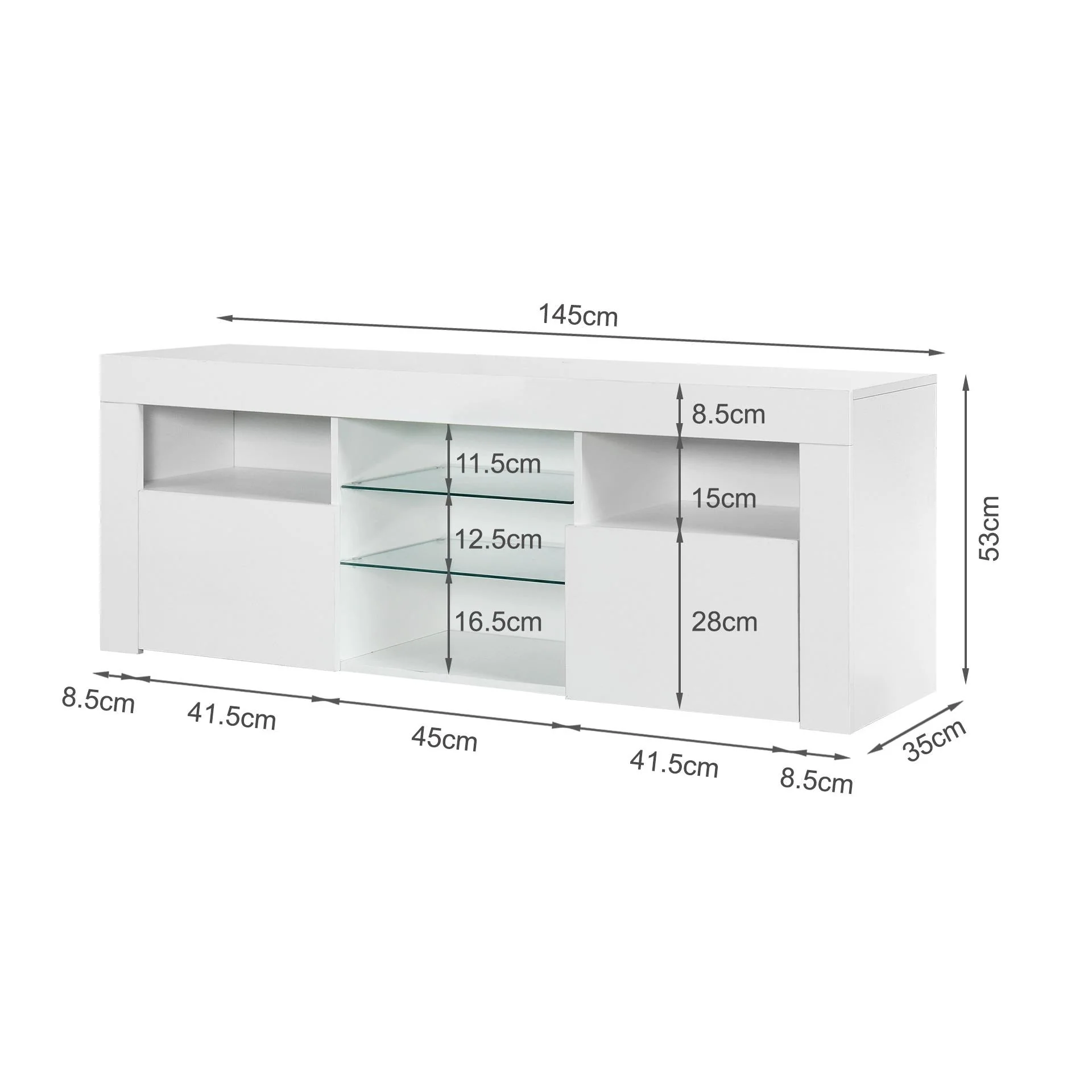 Atka 1.45m LED Entertainment Unit - White - Image 16