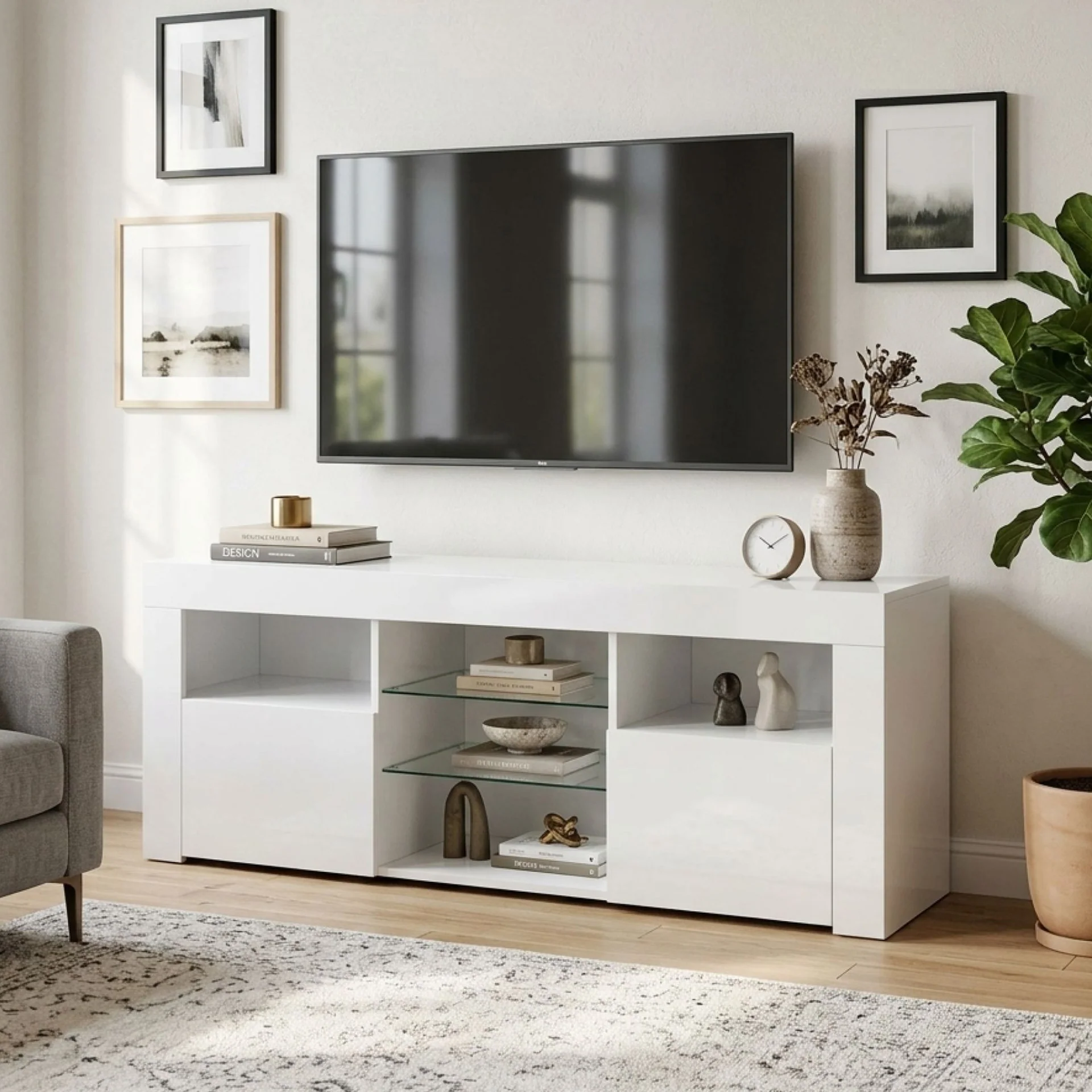 Atka 1.45m LED Entertainment Unit - White - Image 6