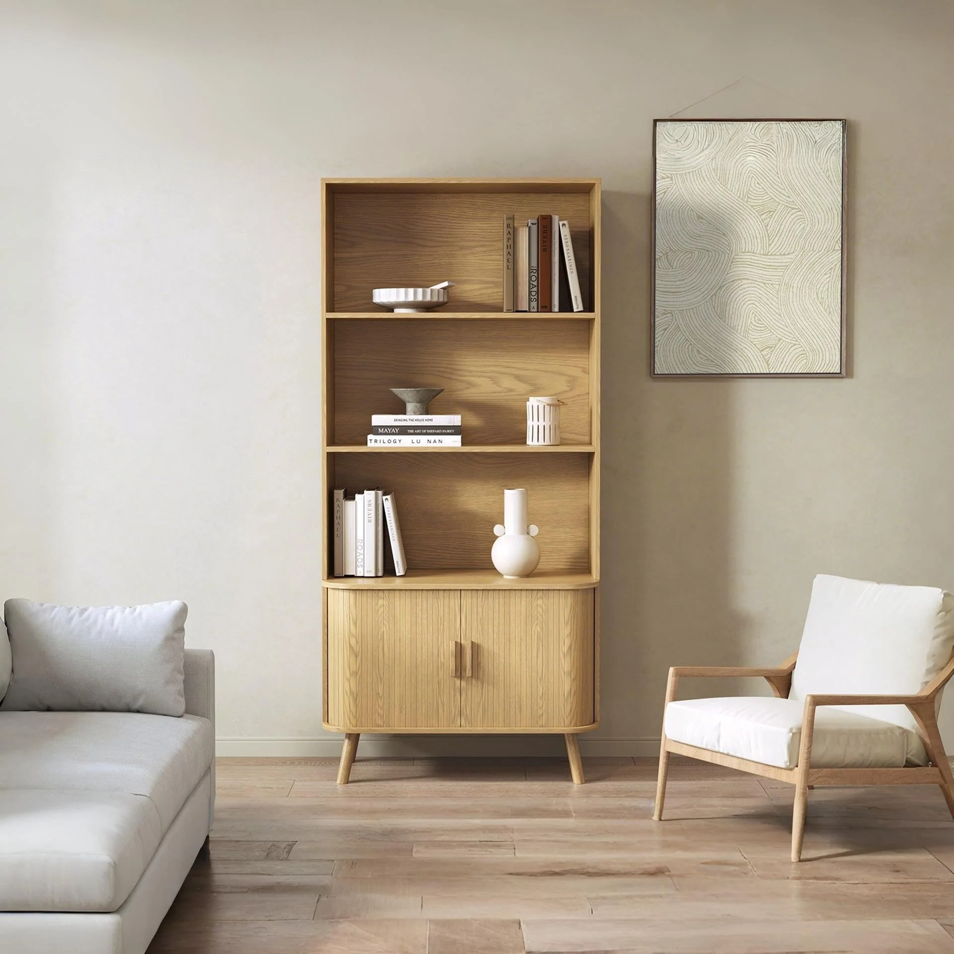 Atlantic 2 Door Bookshelf - Natural