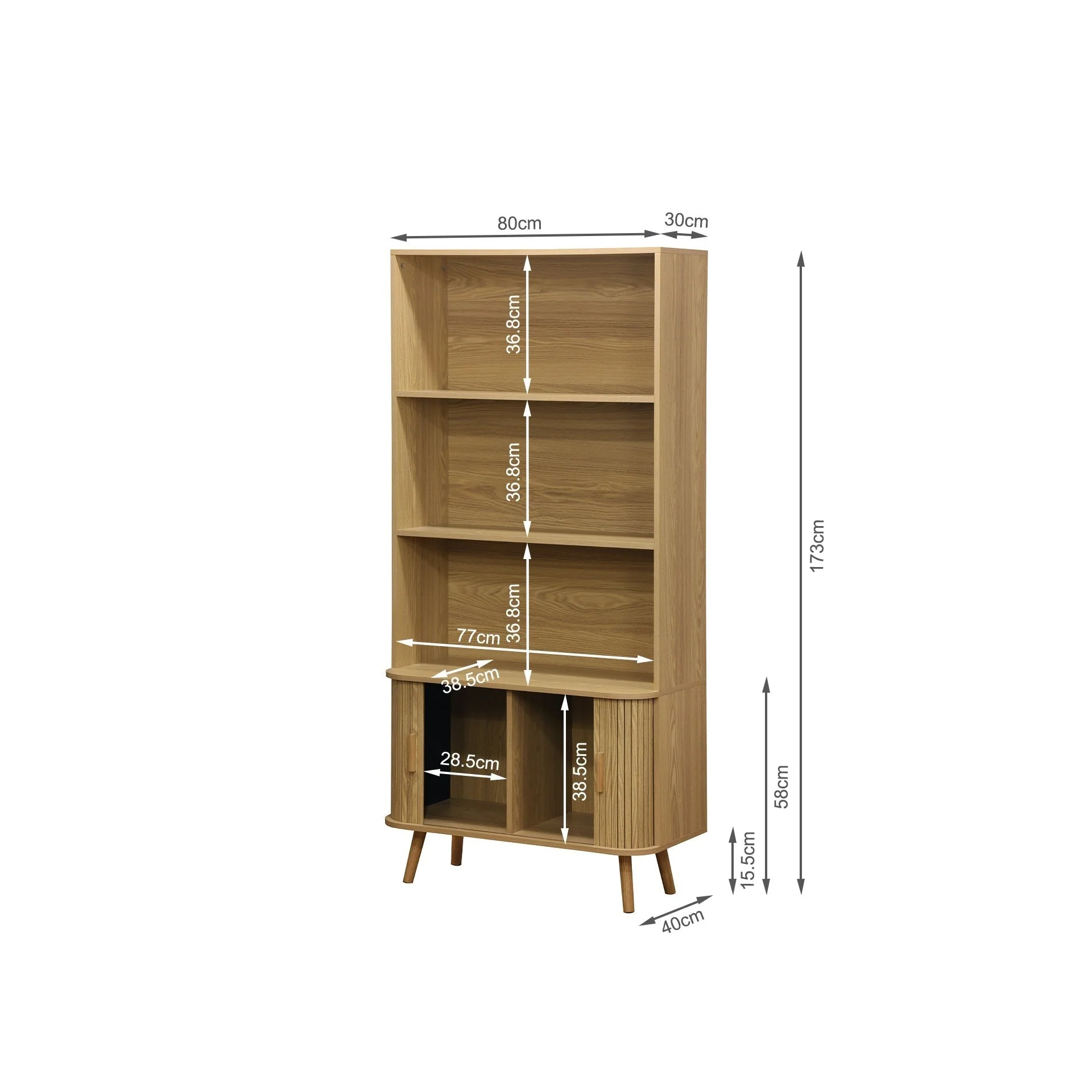 Atlantic 2 Door Bookshelf - Natural - Image 12