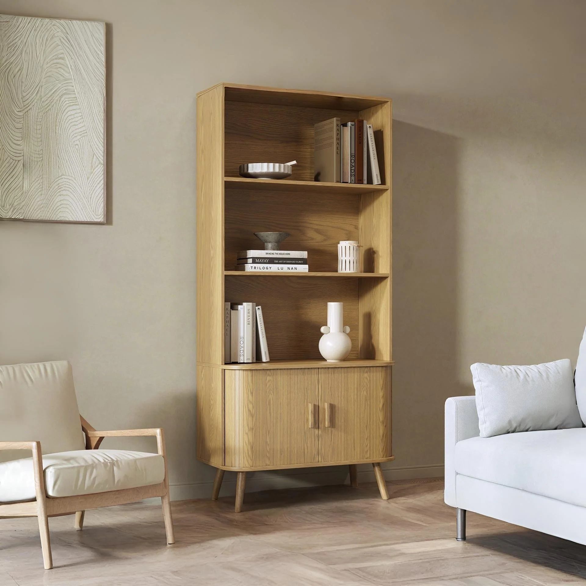 Atlantic 2 Door Bookshelf - Natural - Image 2