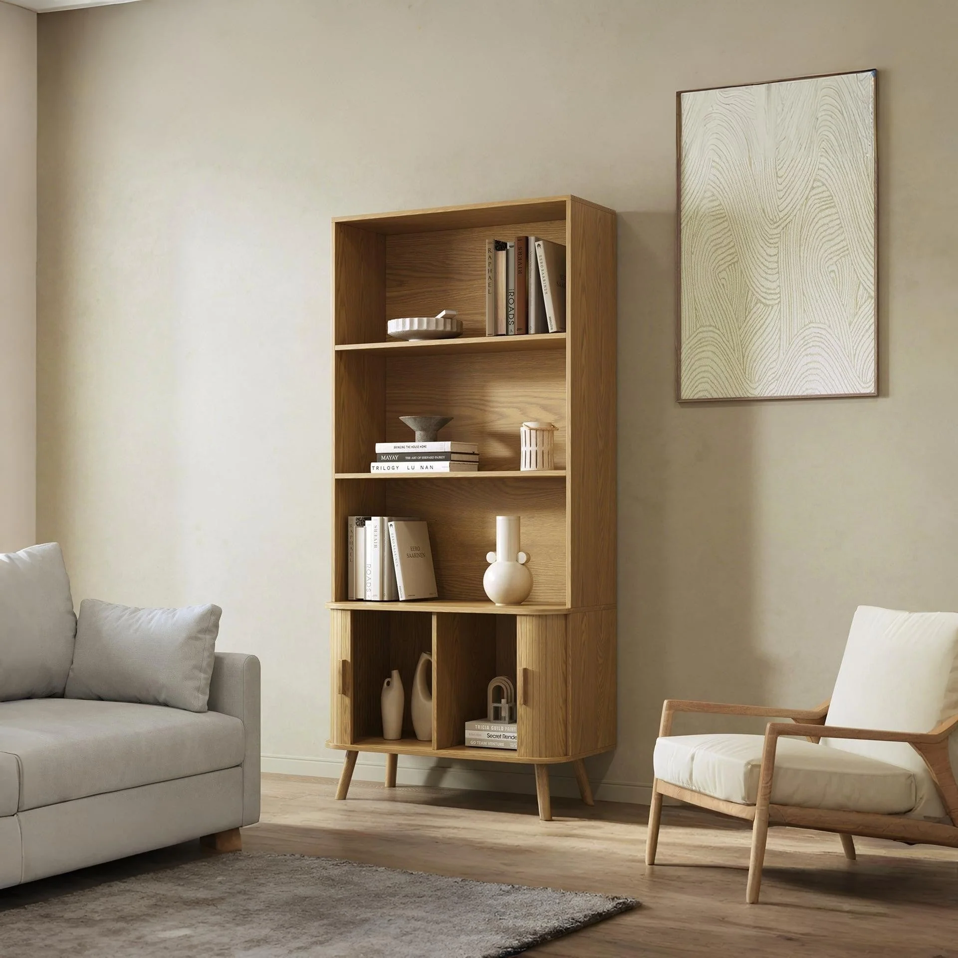 Atlantic 2 Door Bookshelf - Natural - Image 3