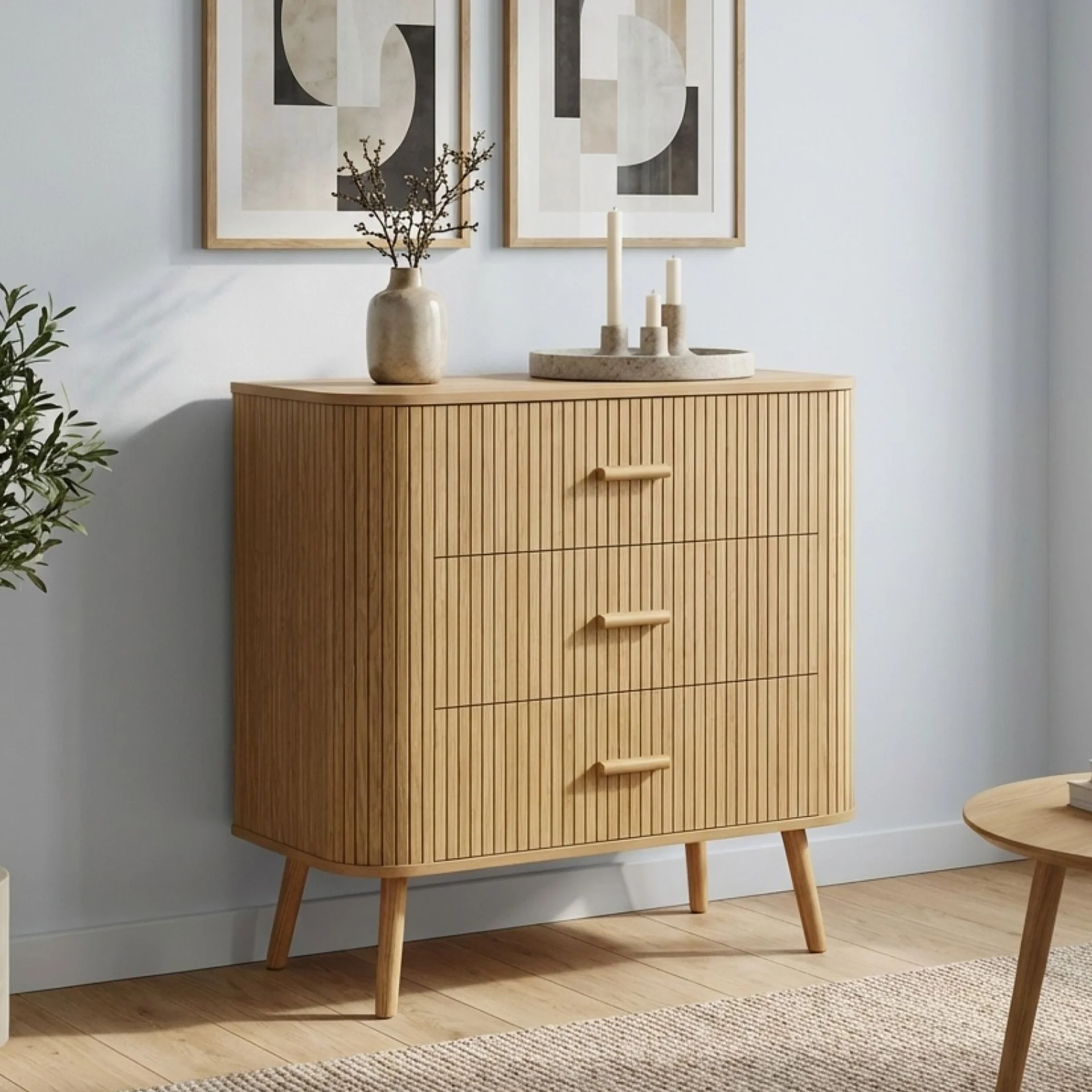 Atlantic 3 Drawers Tallboy - Natural - Image 4