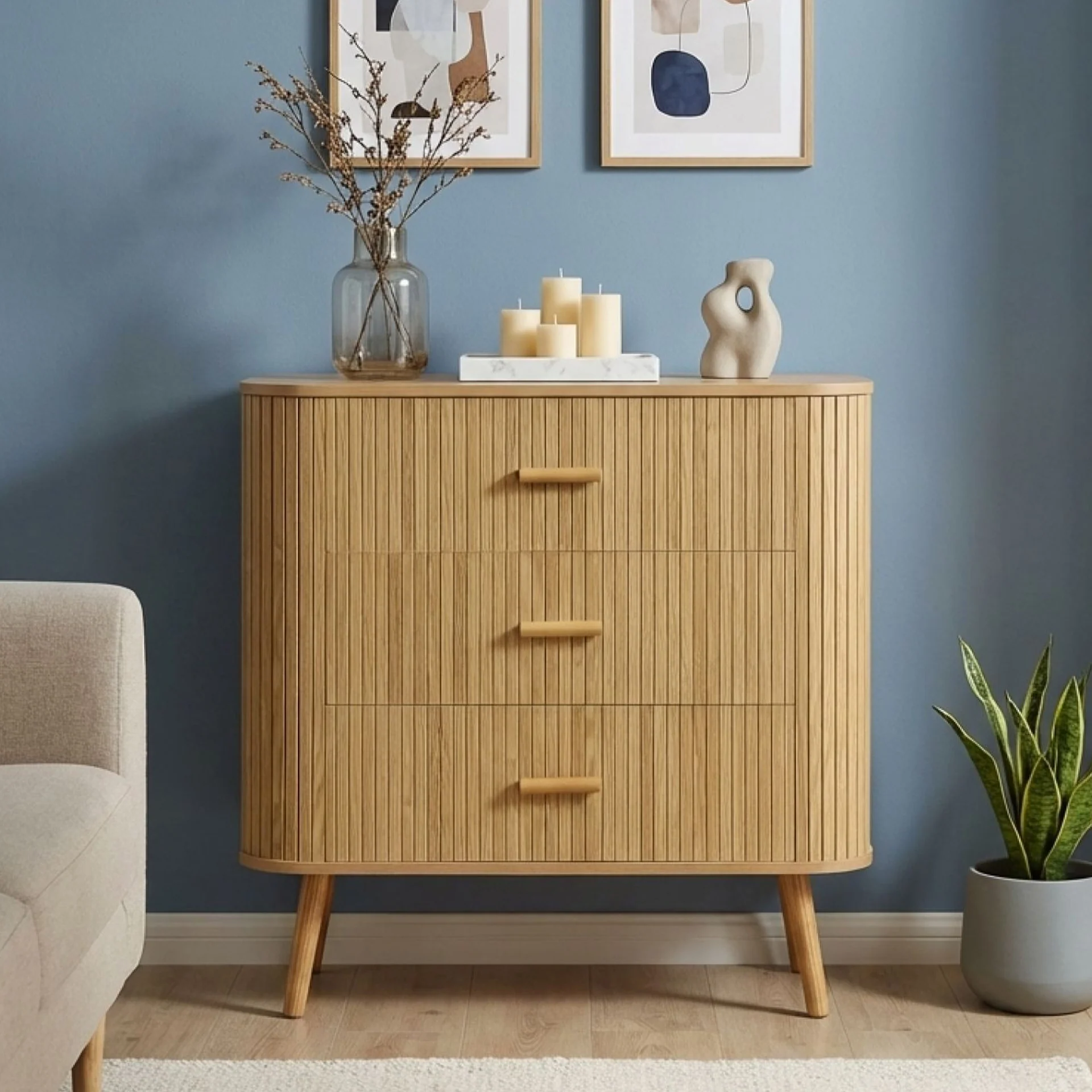 Atlantic 3 Drawers Tallboy - Natural - Image 5