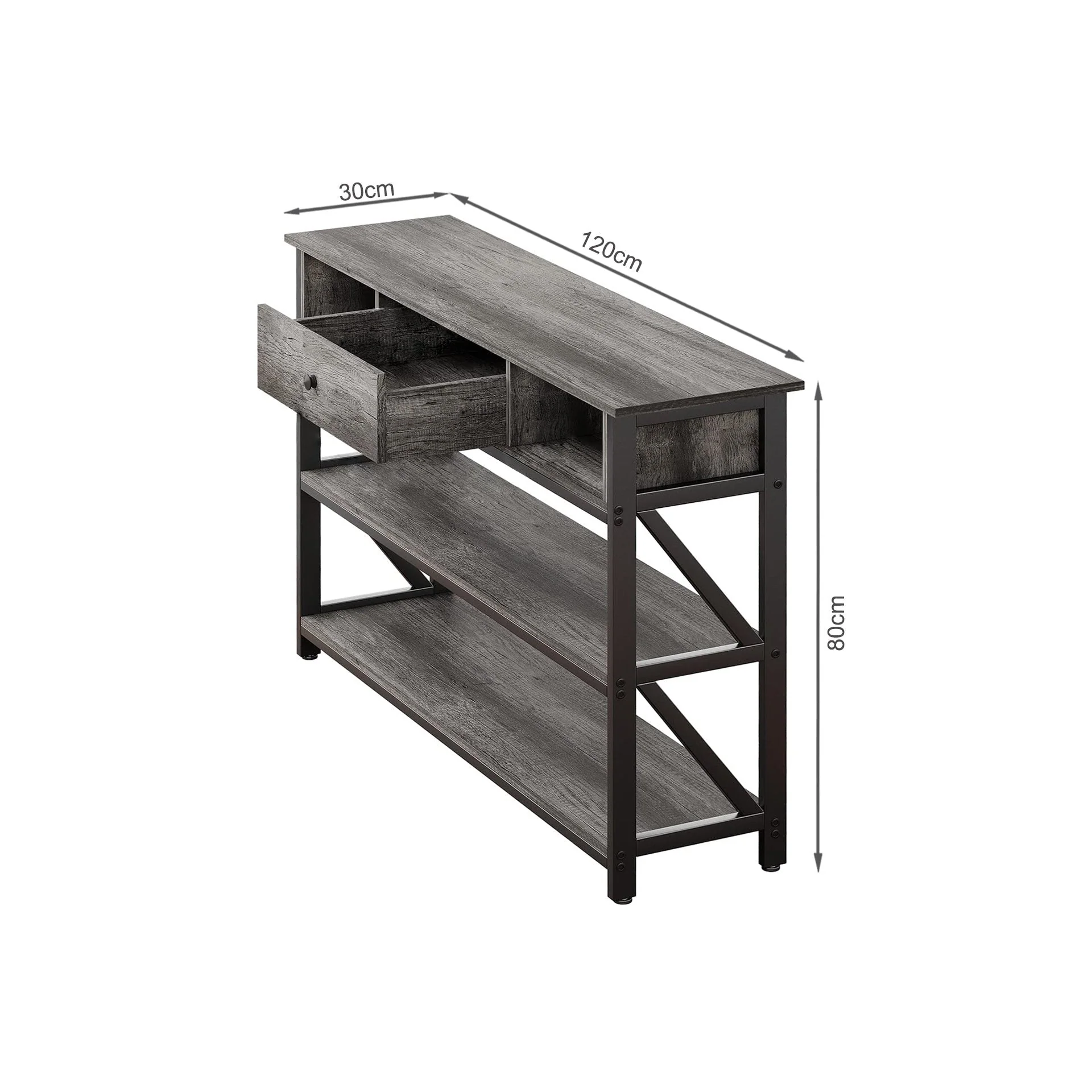 Atlas 1.2m Console Table with Drawer - Gray Oak - Image 10