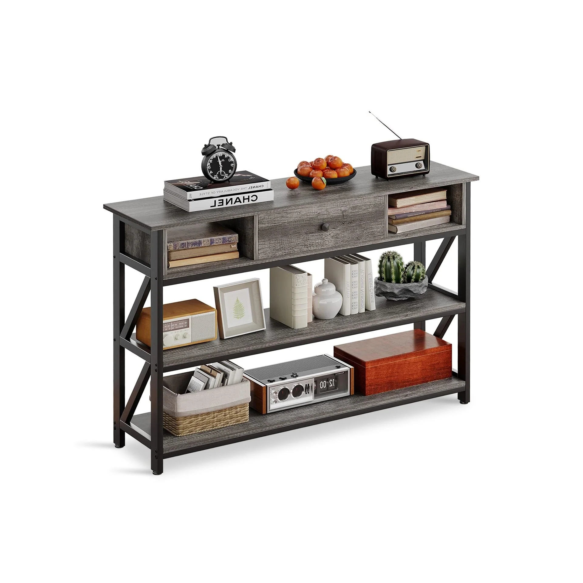 Atlas 1.2m Console Table with Drawer - Gray Oak - Image 9