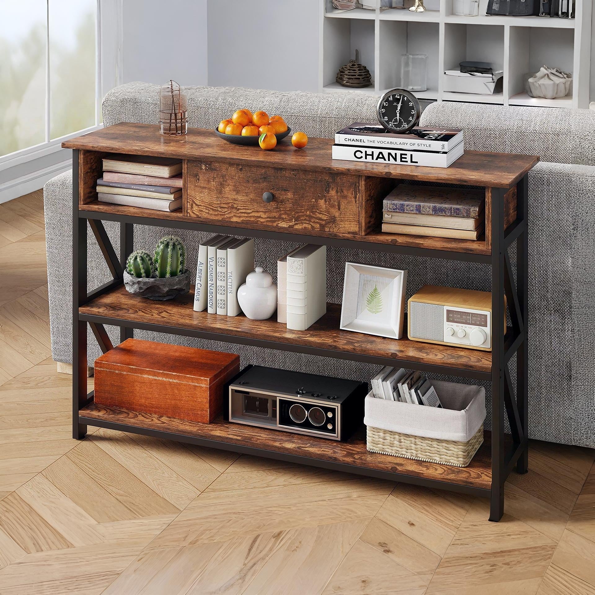 Atlas 1.2m Console Table with Drawer - Rustic Brown - Image 2