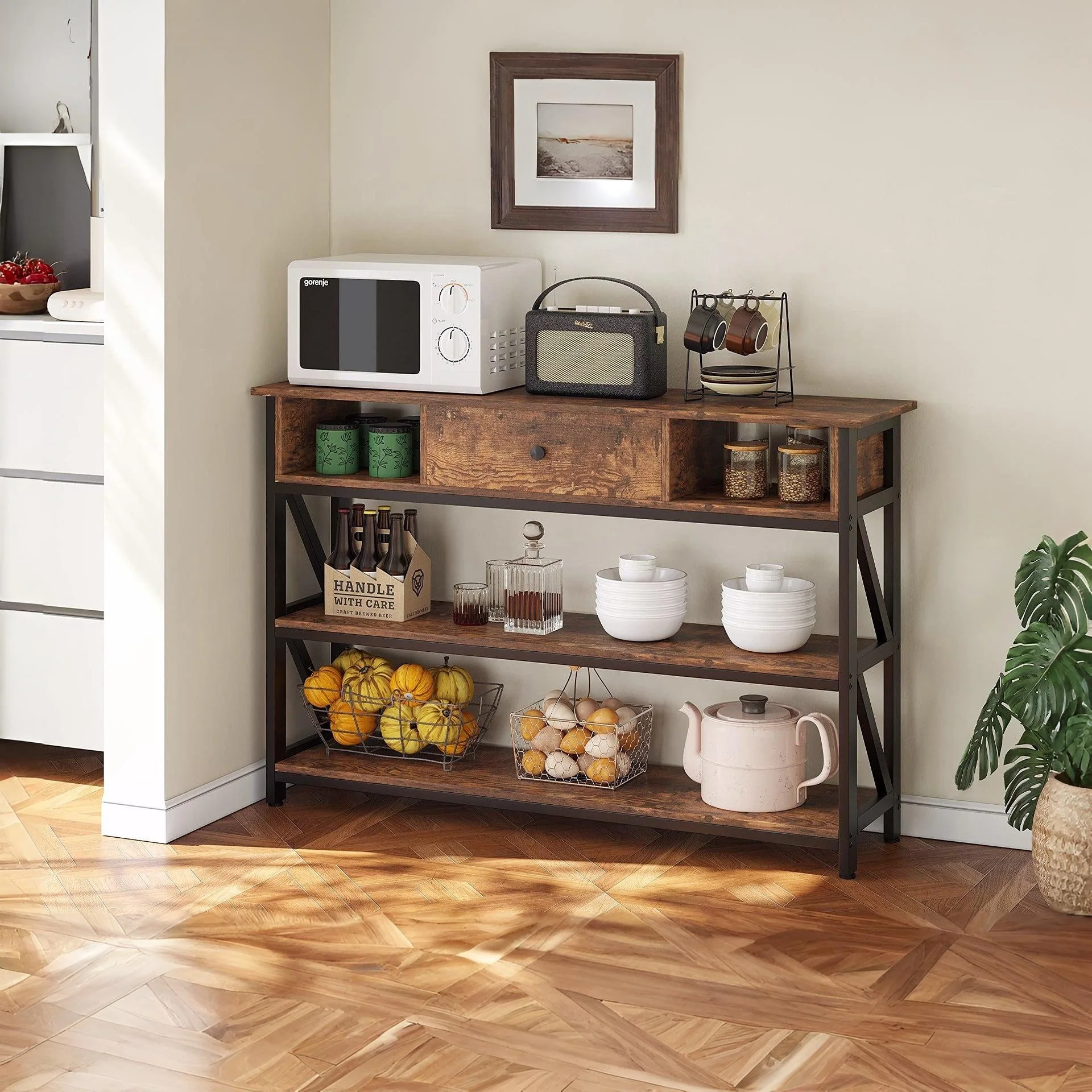 Atlas 1.2m Console Table with Drawer - Rustic Brown - Image 4
