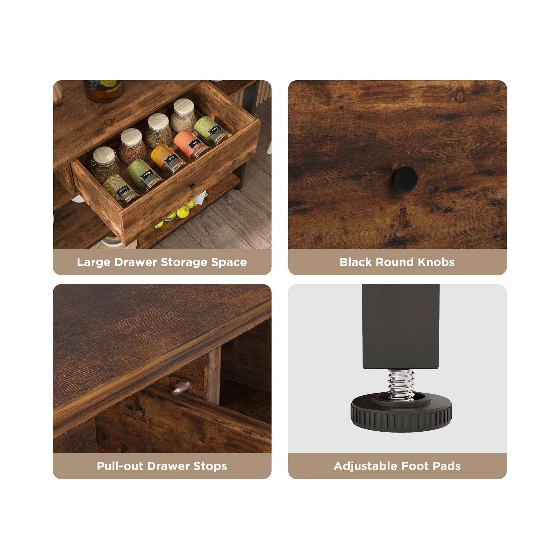Atlas 1.2m Console Table with Drawer - Rustic Brown - Image 6
