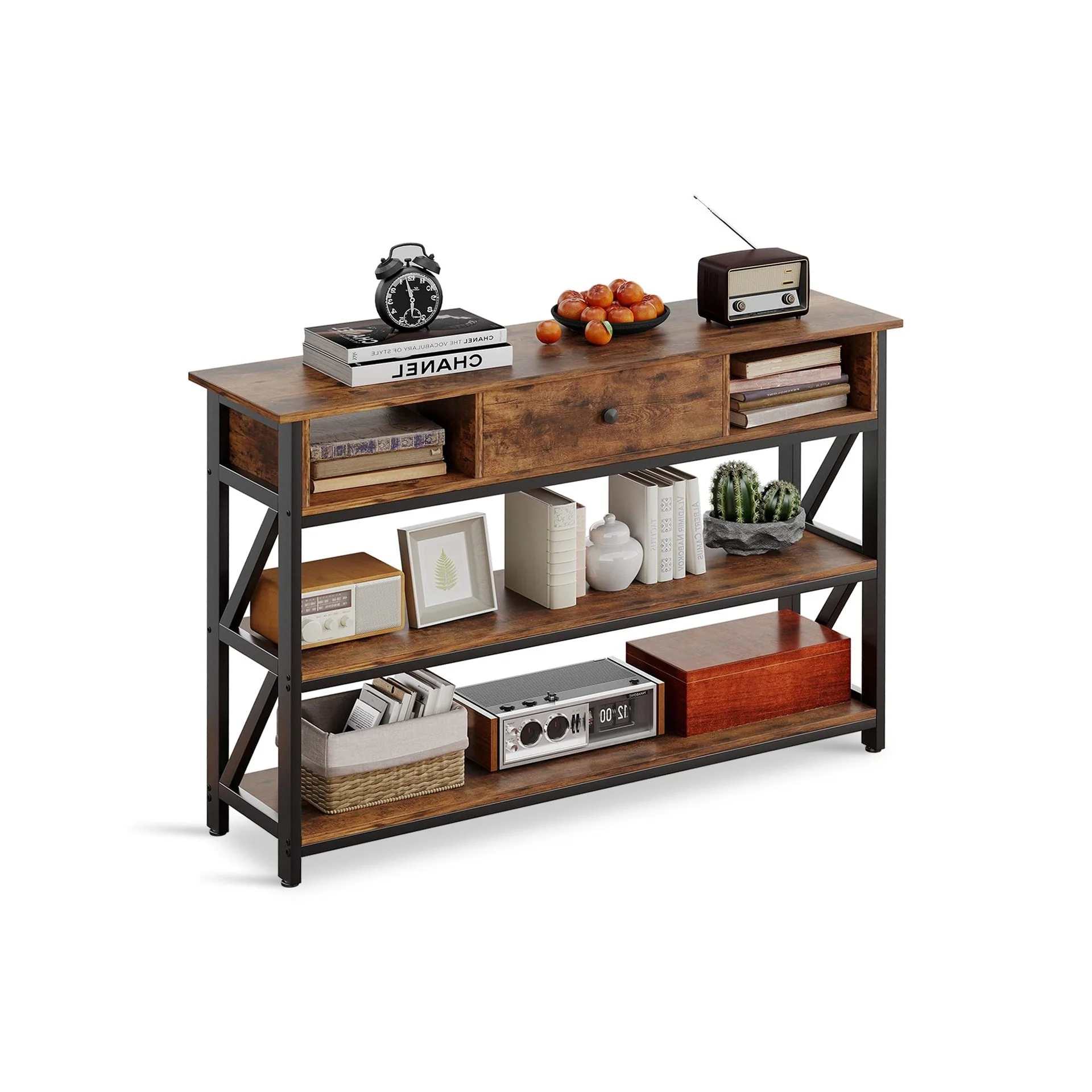 Atlas 1.2m Console Table with Drawer - Rustic Brown - Image 7