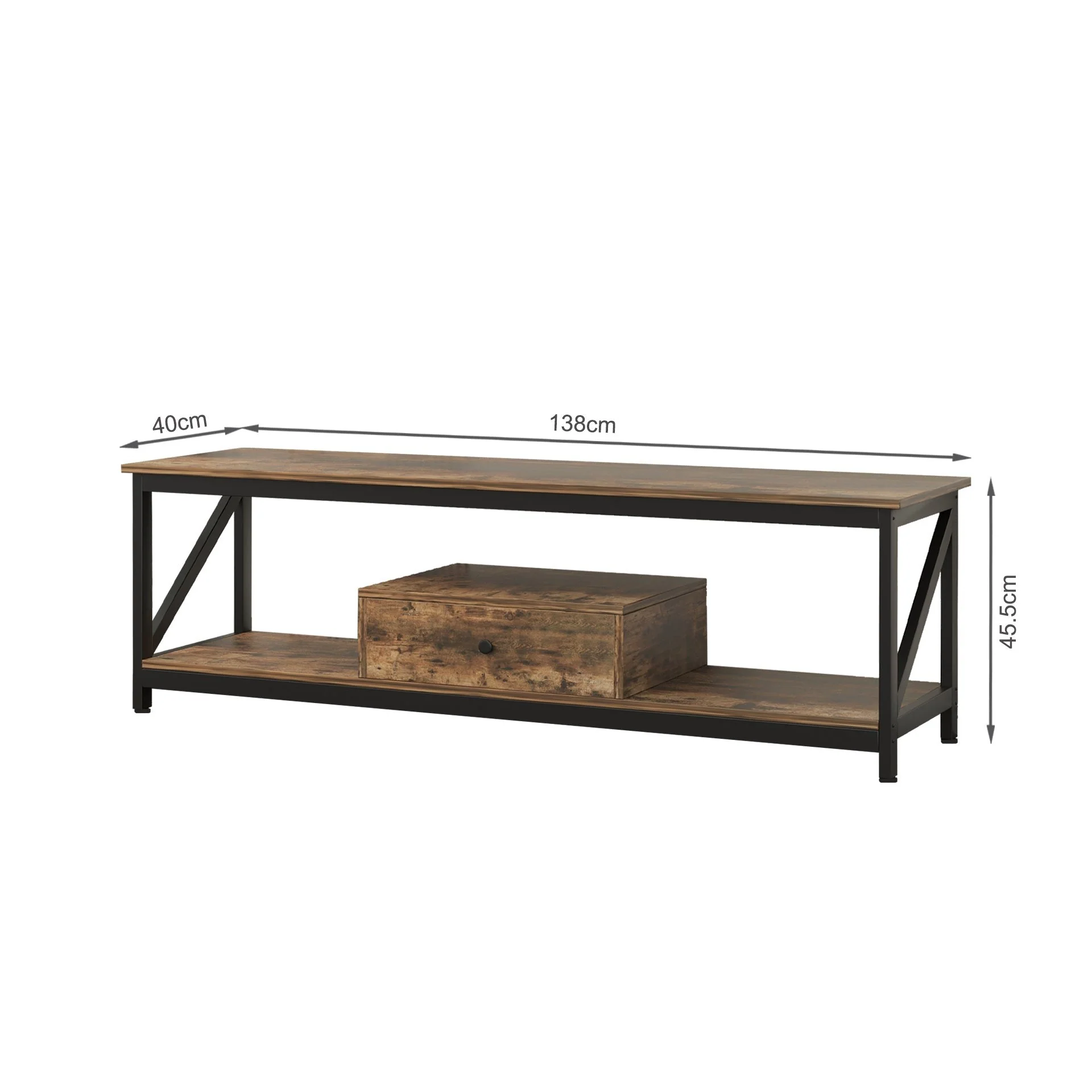 Atlas 1.4m Entertainment Unit with Drawer - Rustic Brown - Image 11