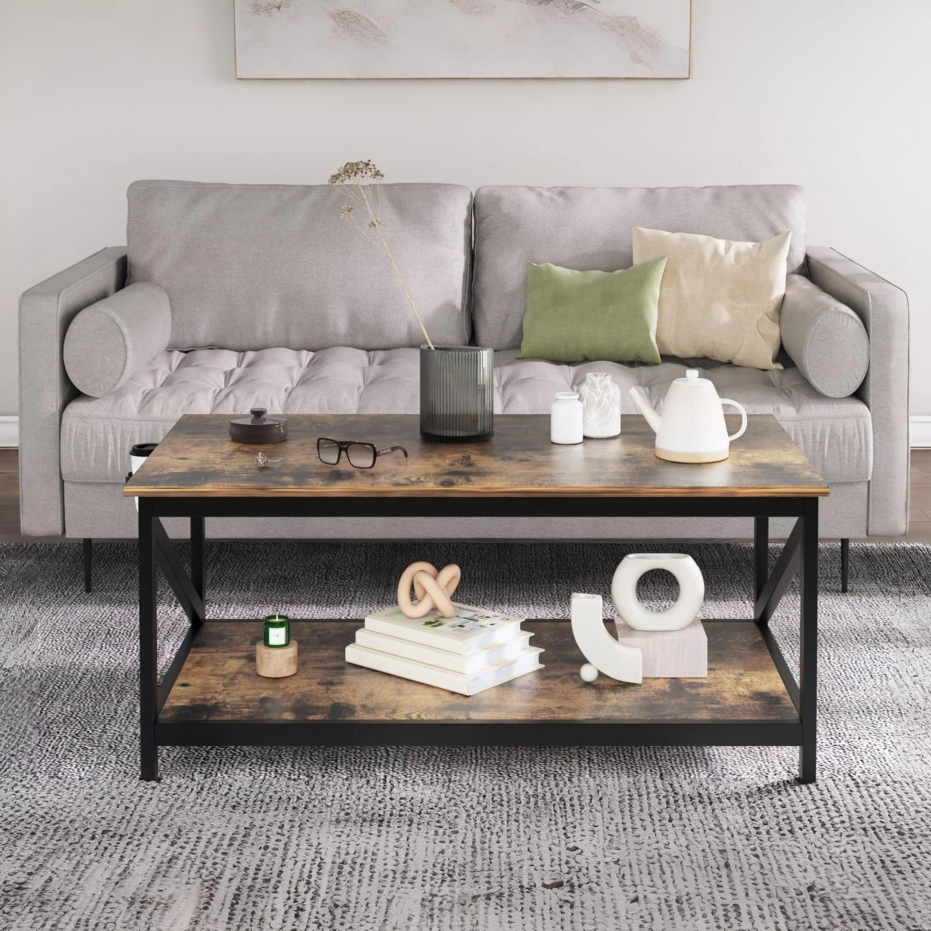 Atlas 1m Coffee Table - Rustic Brown - Image 2