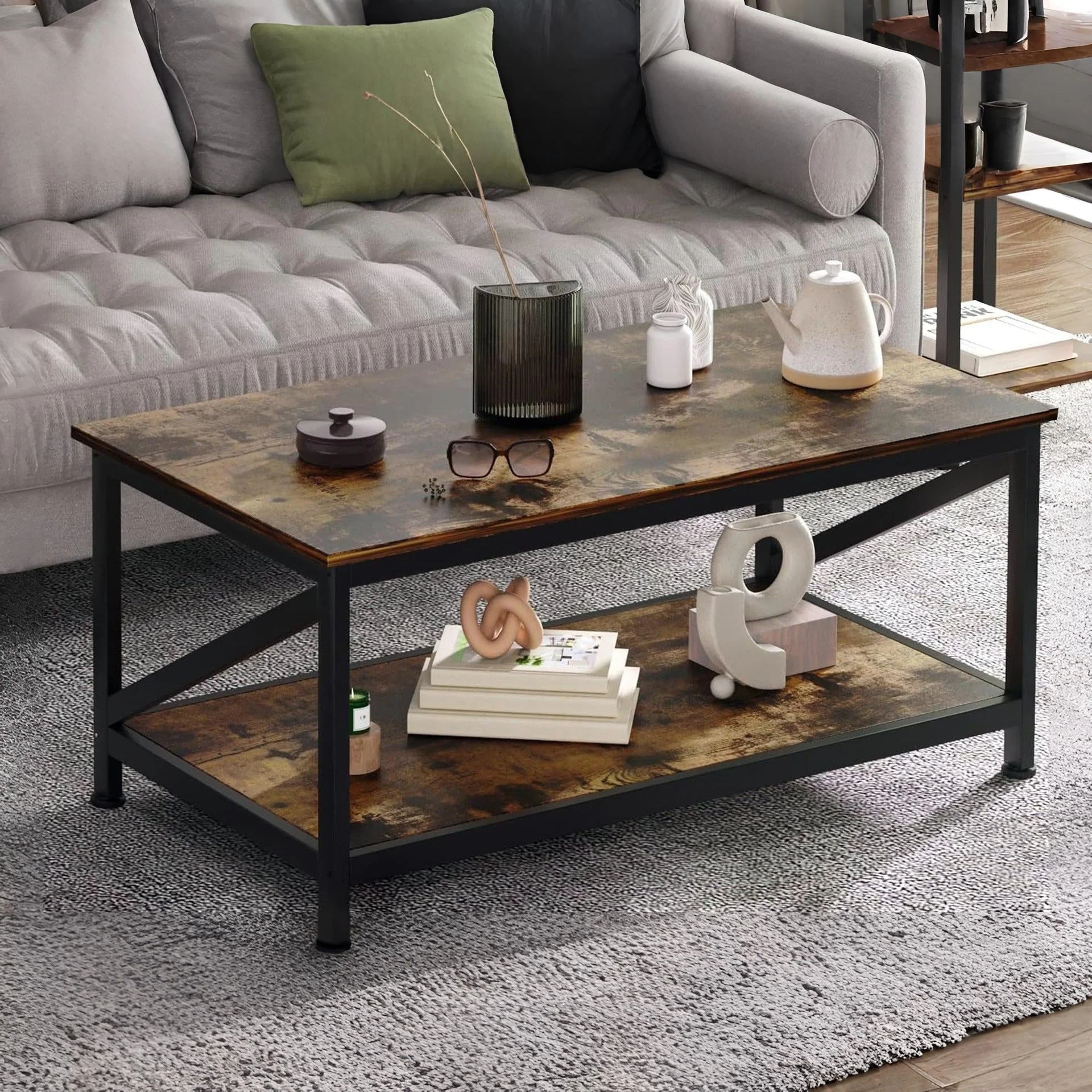 Atlas 1m Coffee Table - Rustic Brown - Image 3