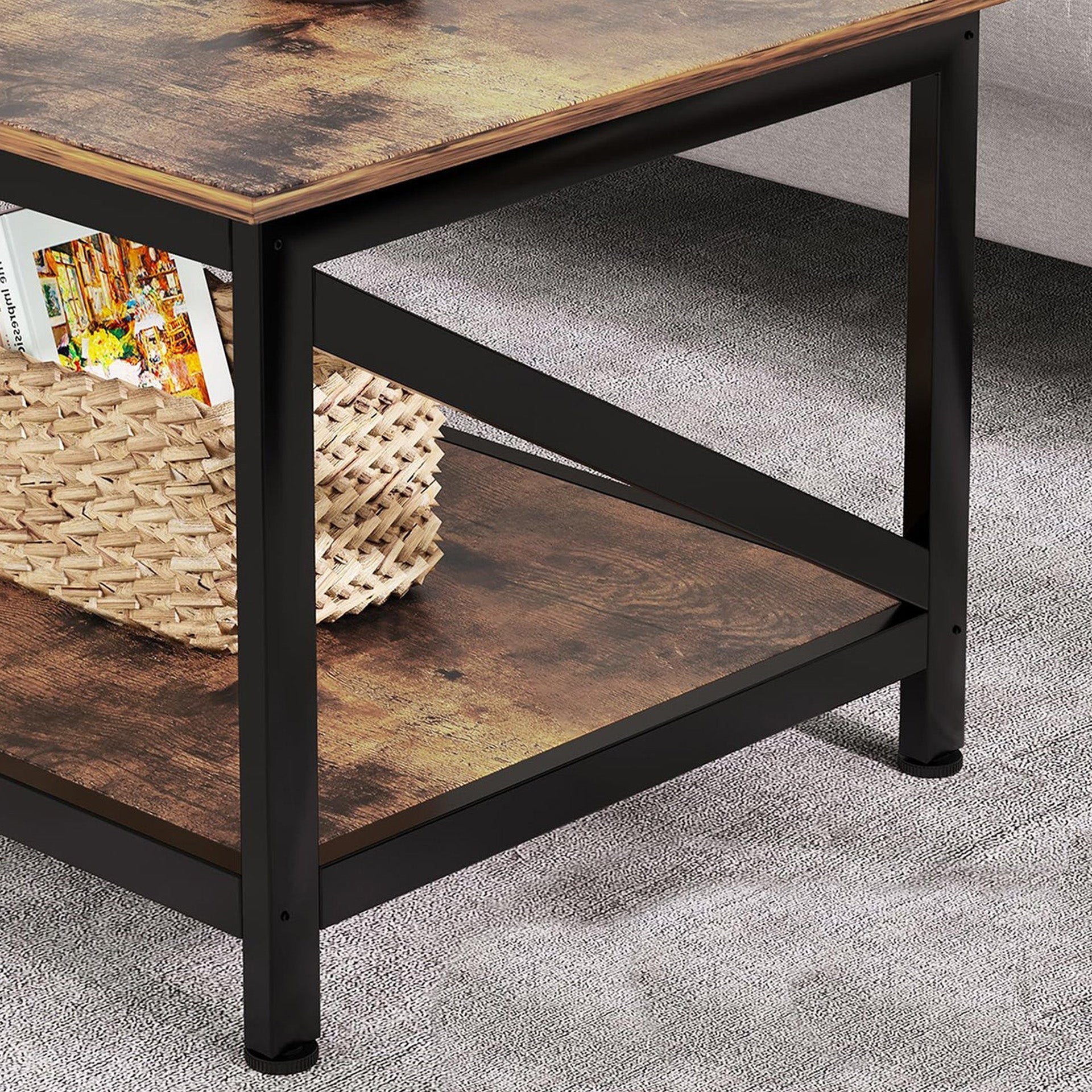 Atlas 1m Coffee Table - Rustic Brown - Image 5