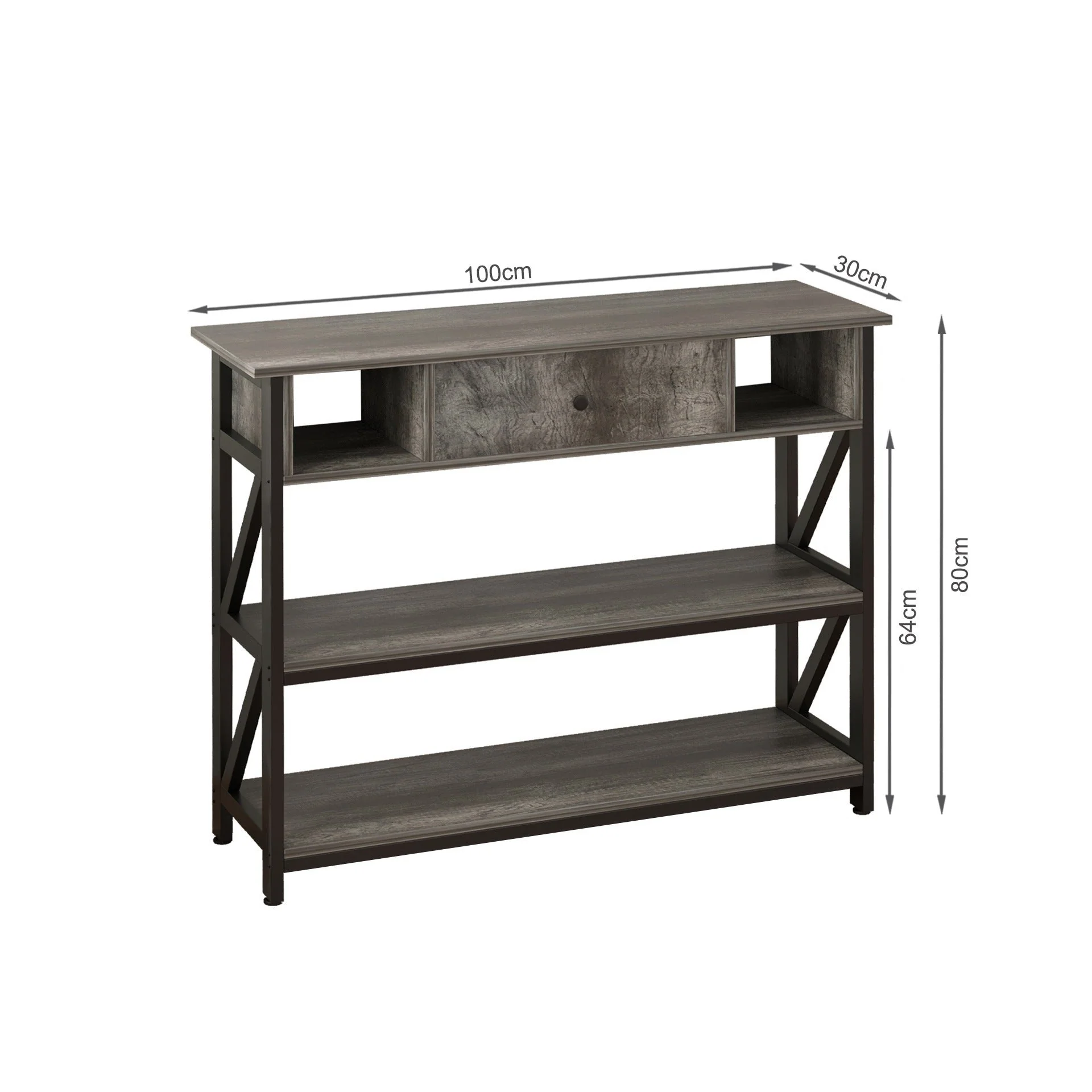 Atlas 1m Console Table with Drawer - Gray Oak - Image 10