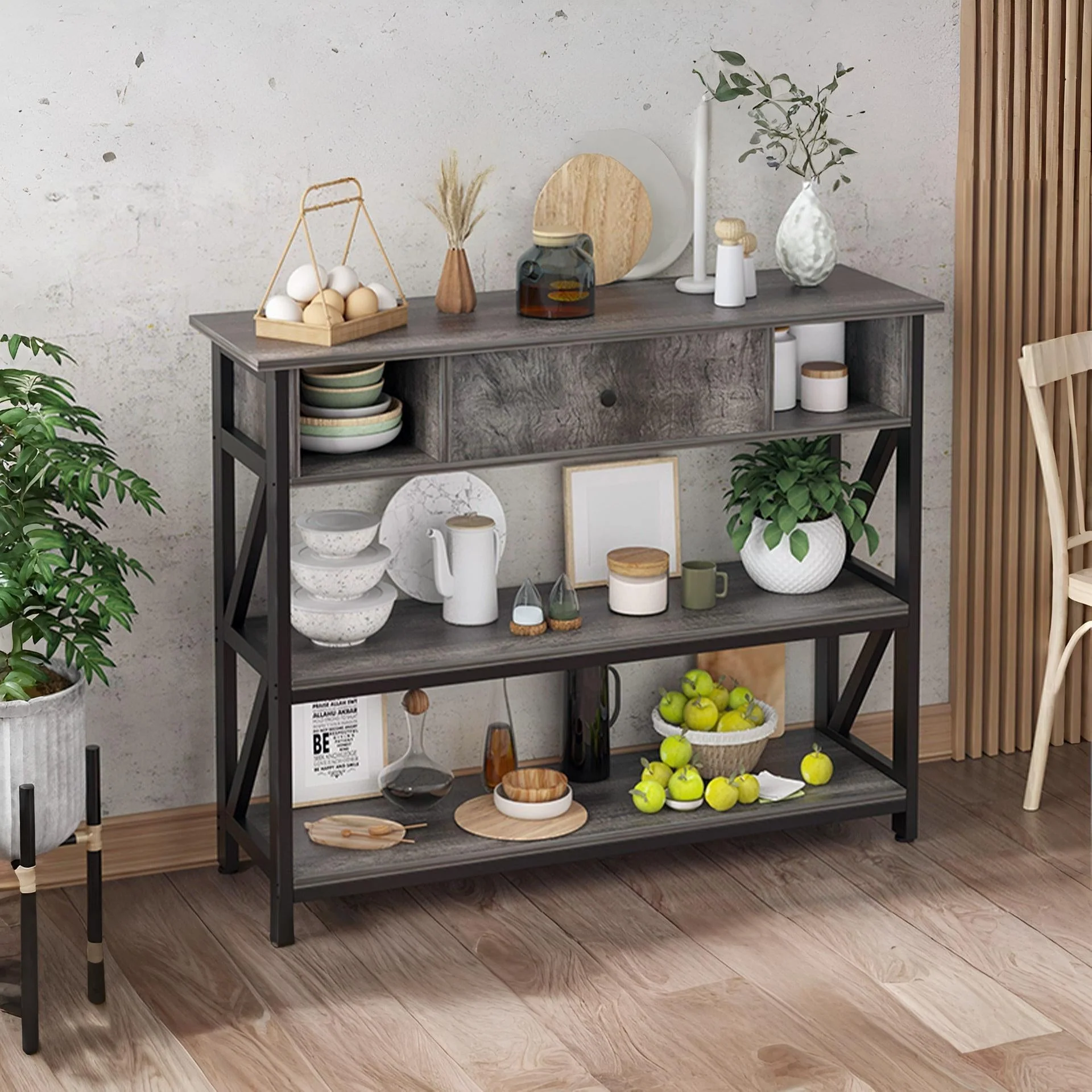 Atlas 1m Console Table with Drawer - Gray Oak - Image 5