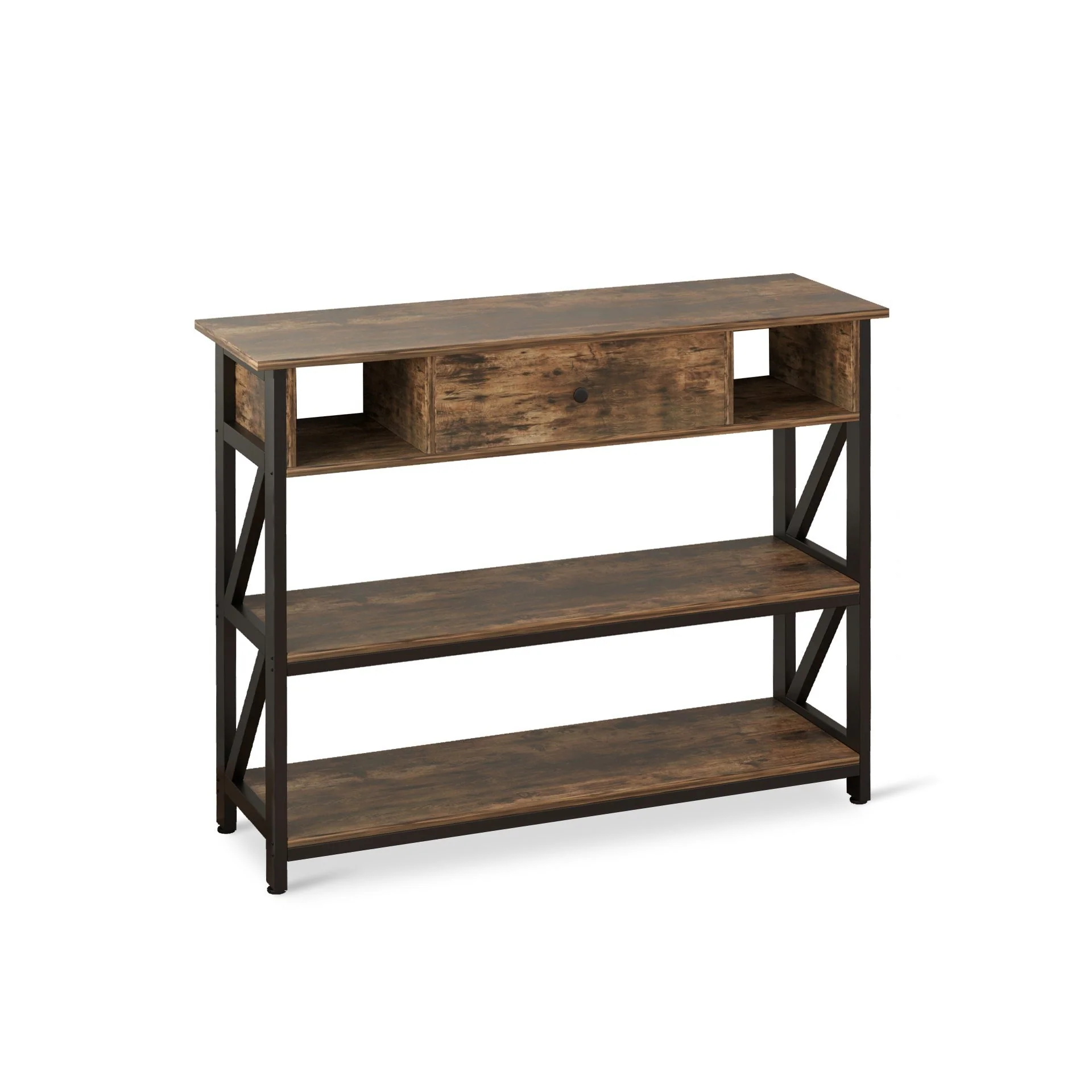 Atlas 1m Console Table with Drawer - Rustic Brown - Image 13