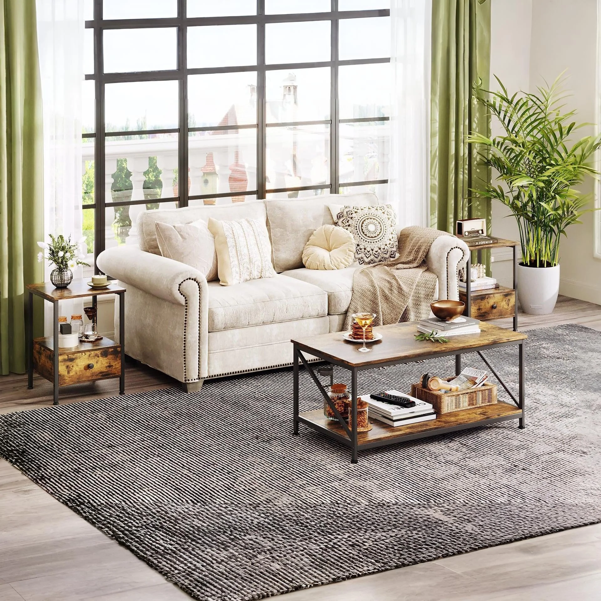 Atlas Side Table with Drawer - Rustic Brown - Image 4