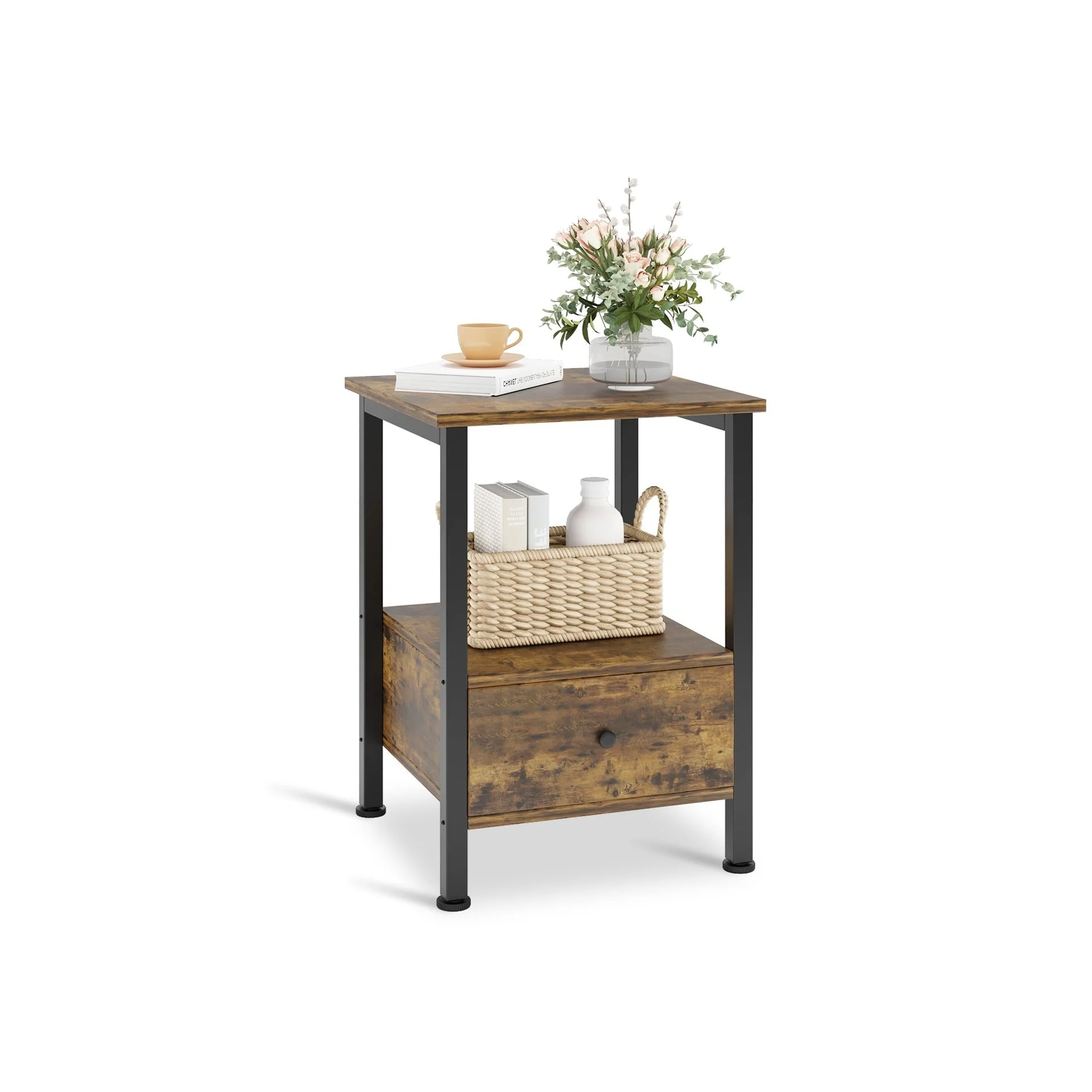 Atlas Side Table with Drawer - Rustic Brown - Image 5