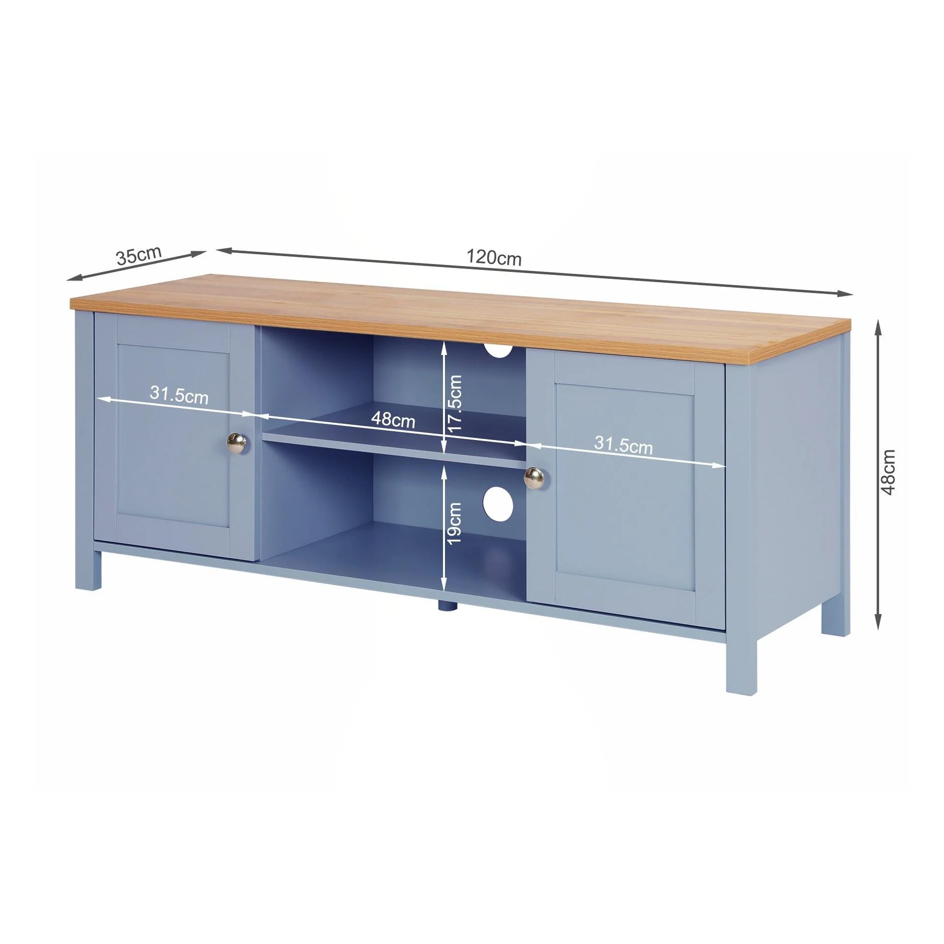 Atlas Wooden 1.2m Entertainment Unit - Blue Grey - Image 8