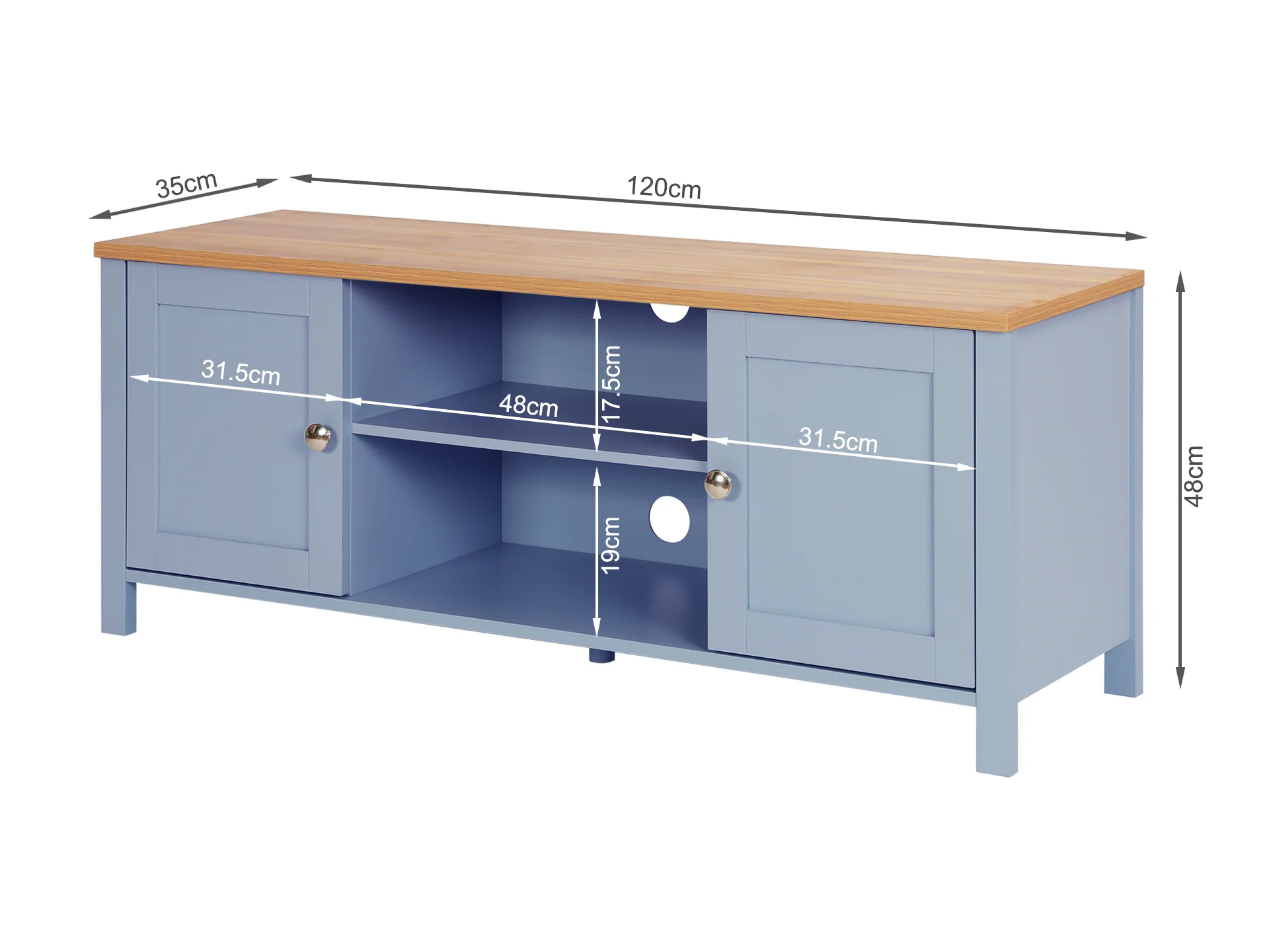 Atlas Wooden 1.2m Entertainment Unit - Blue Grey - Image 9