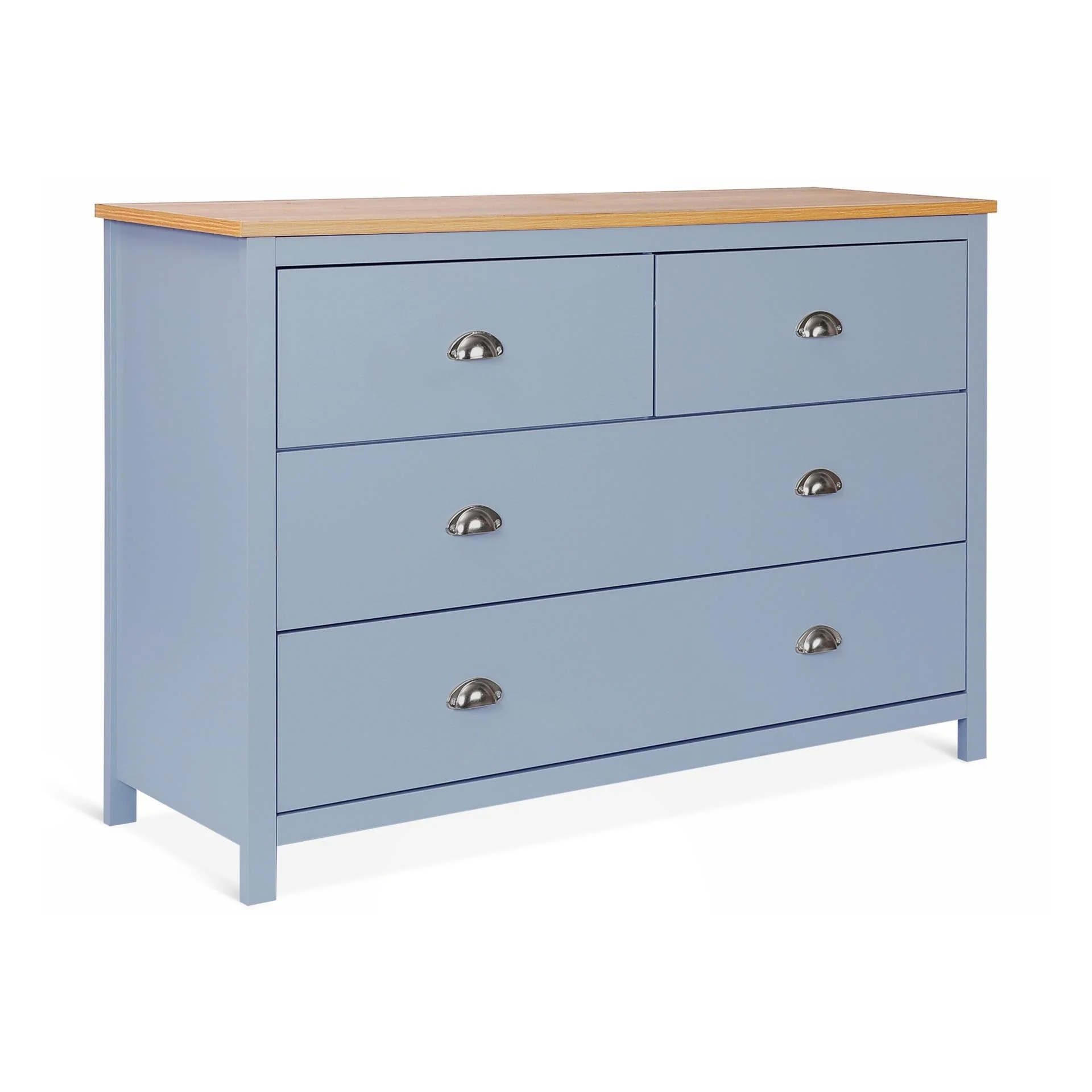 Atlas Wooden 4 Drawers Tallboy - Blue Grey - Image 2
