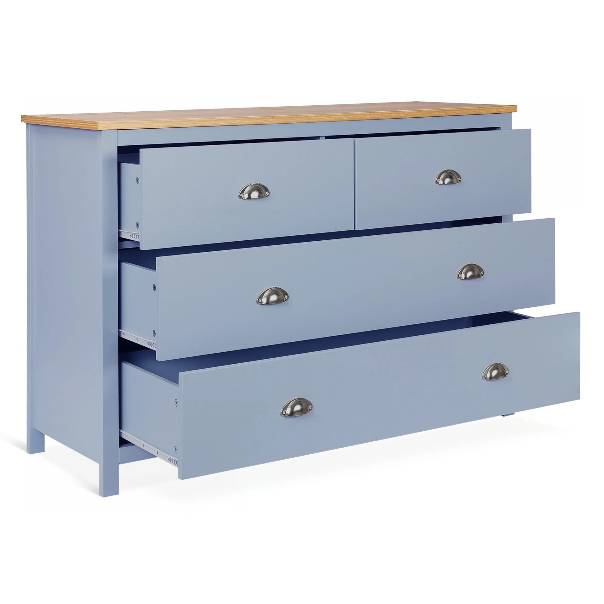 Atlas Wooden 4 Drawers Tallboy - Blue Grey - Image 4
