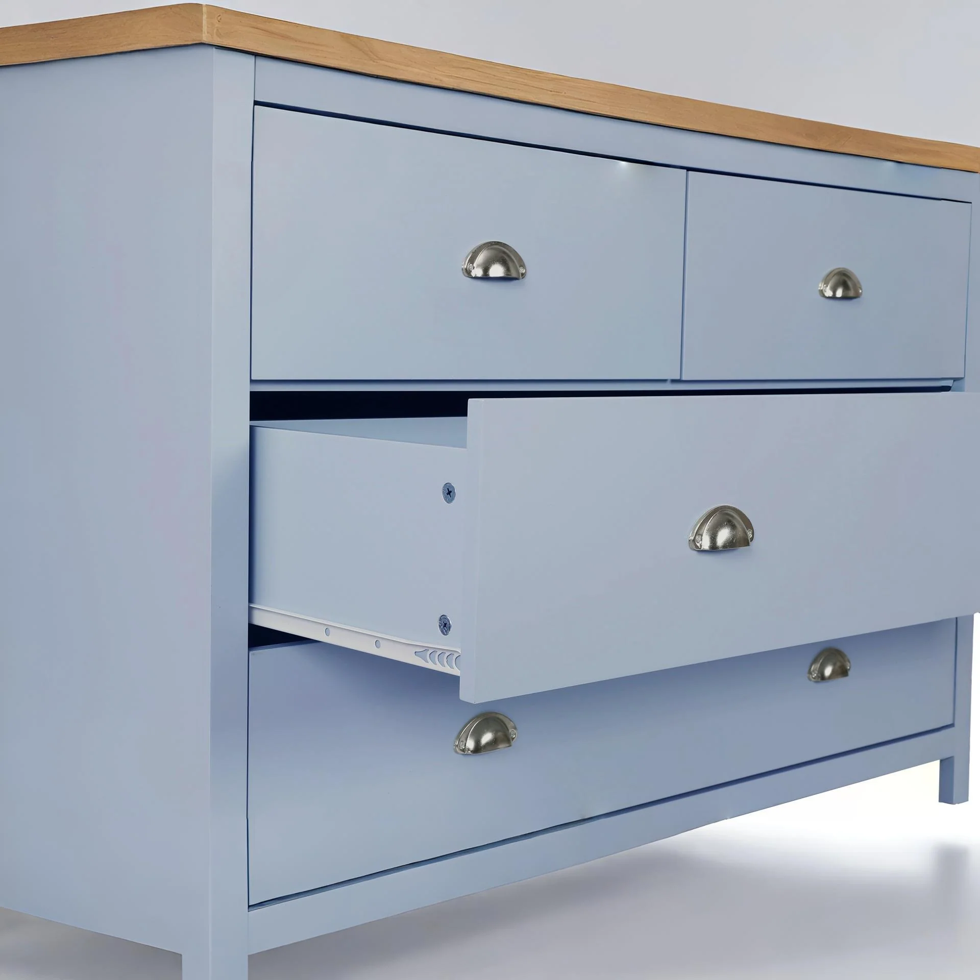 Atlas Wooden 4 Drawers Tallboy - Blue Grey - Image 6