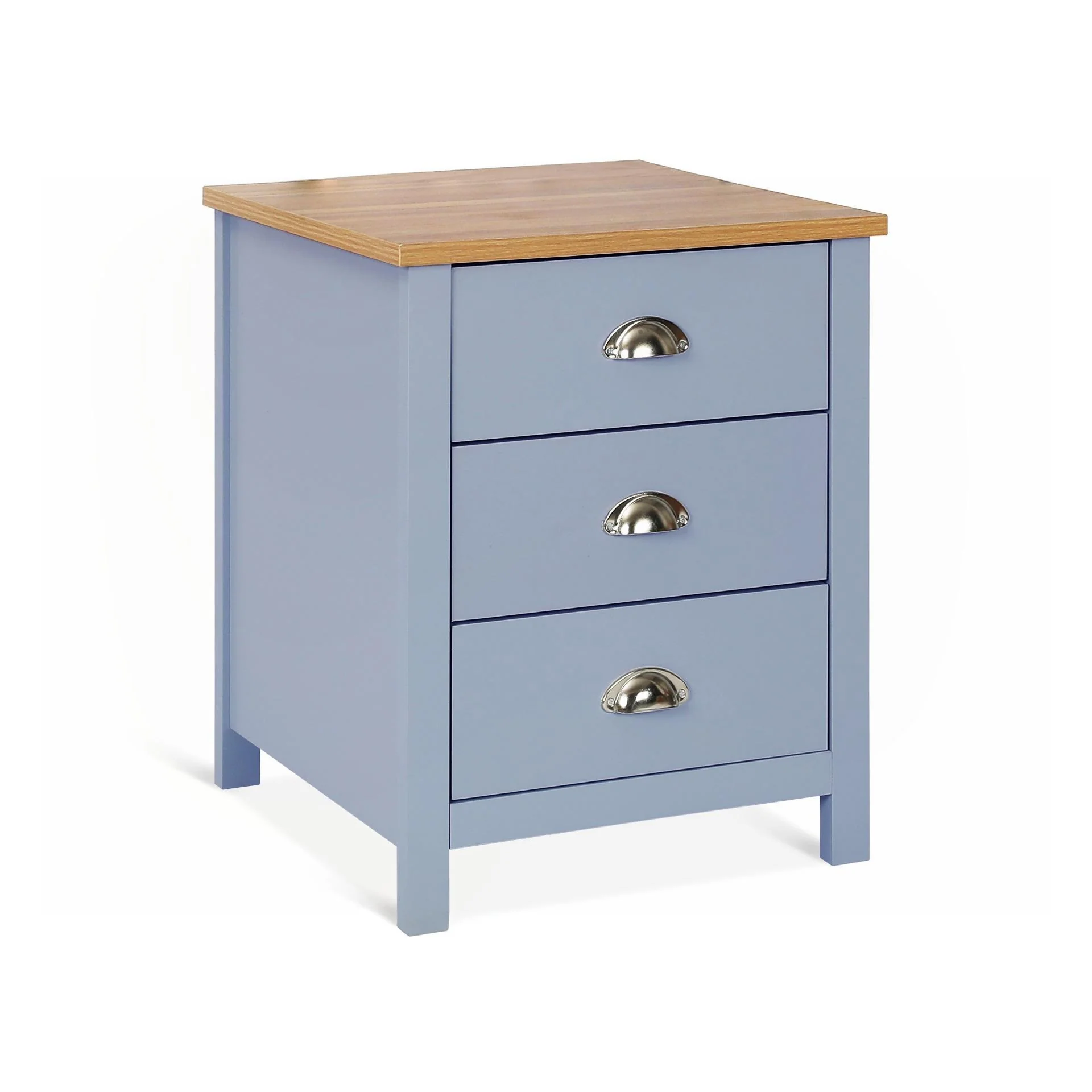 Atlas Wooden Bedside Table - Blue Grey - Image 2