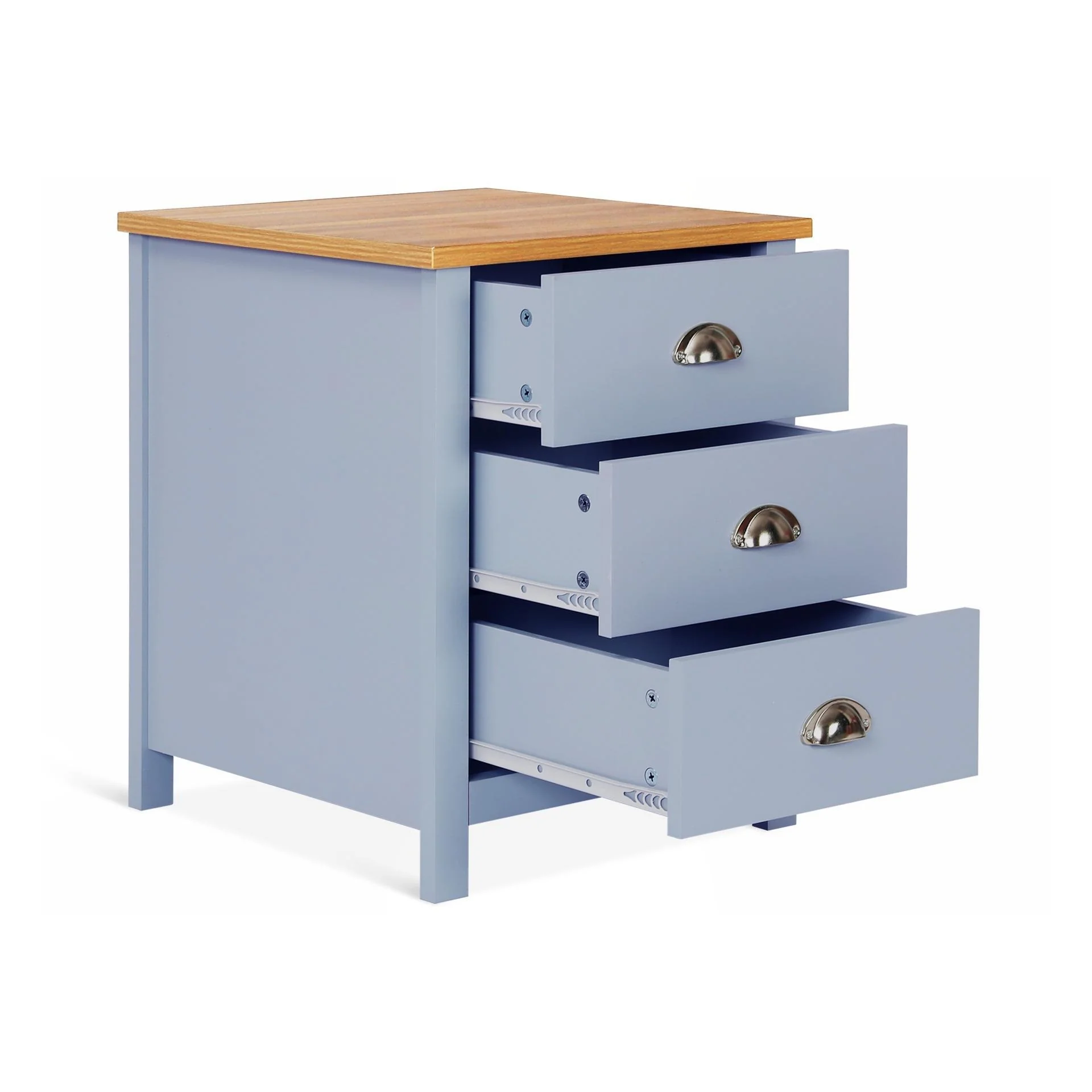 Atlas Wooden Bedside Table - Blue Grey - Image 4
