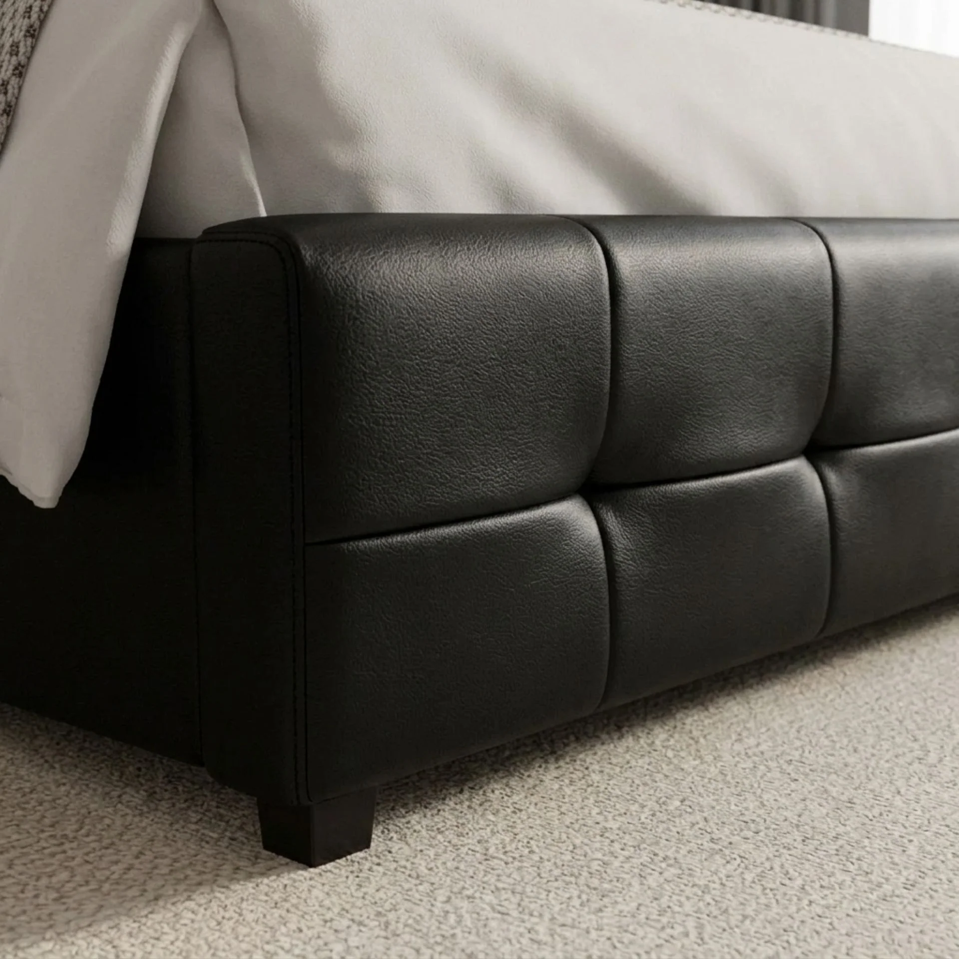 Augusta PU Slat Bed Frame - King - Black - Image 6