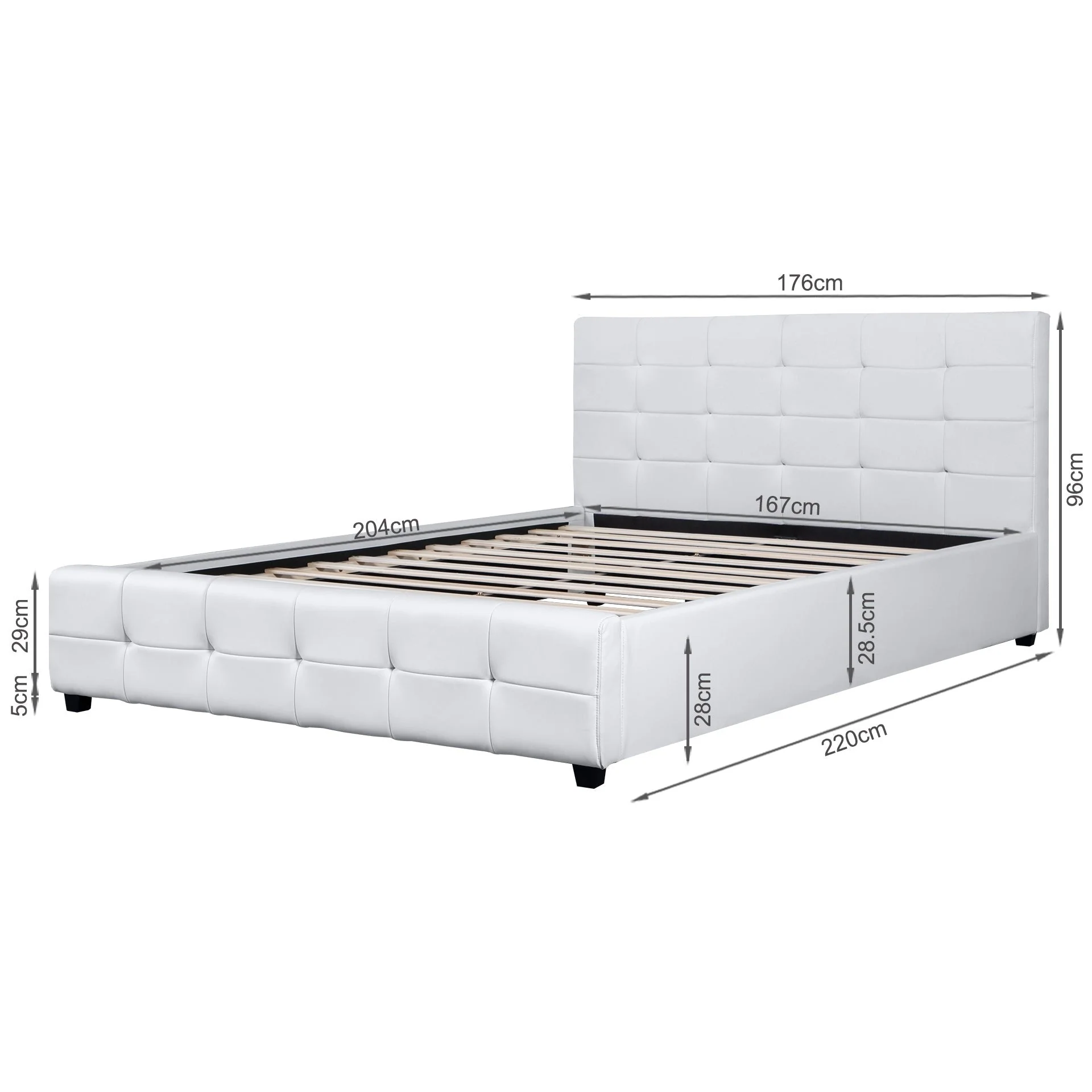 Augusta King PU Bed Frame - White - Image 6