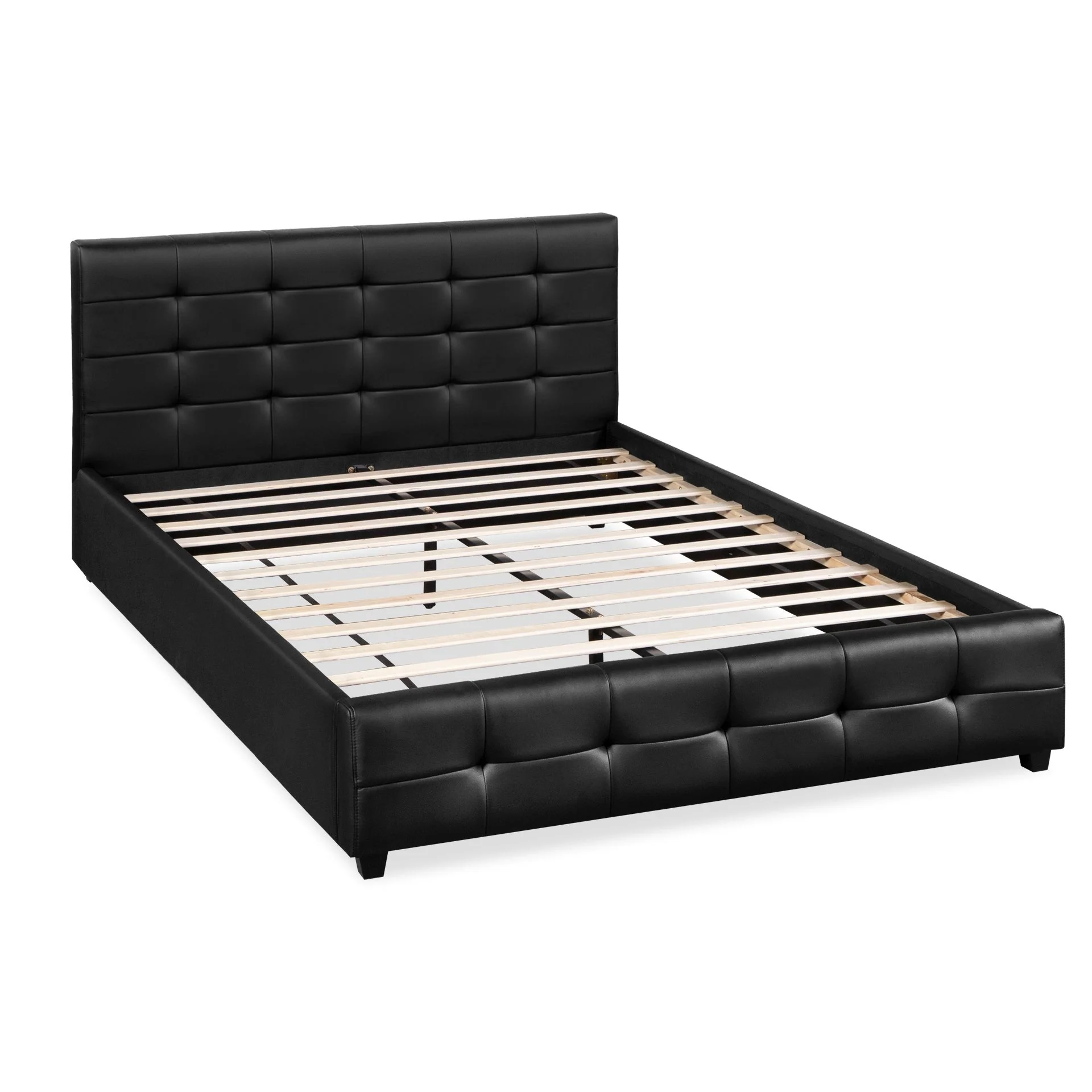 Augusta PU Slat Bed Frame - Queen - Black - Image 9