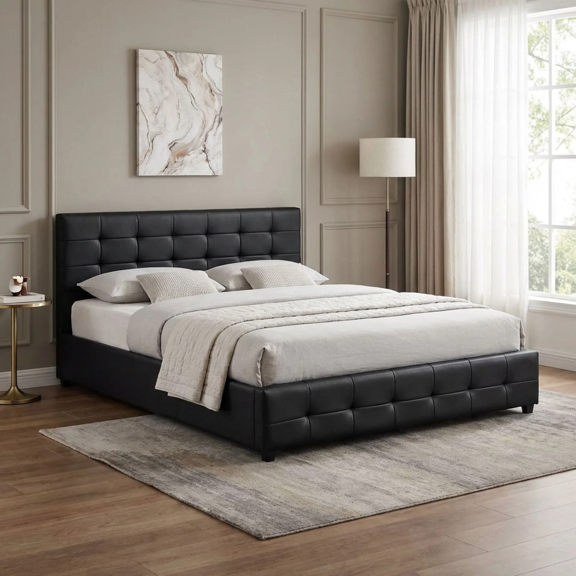 Augusta PU Slat Bed Frame - Super King - Black - Image 4