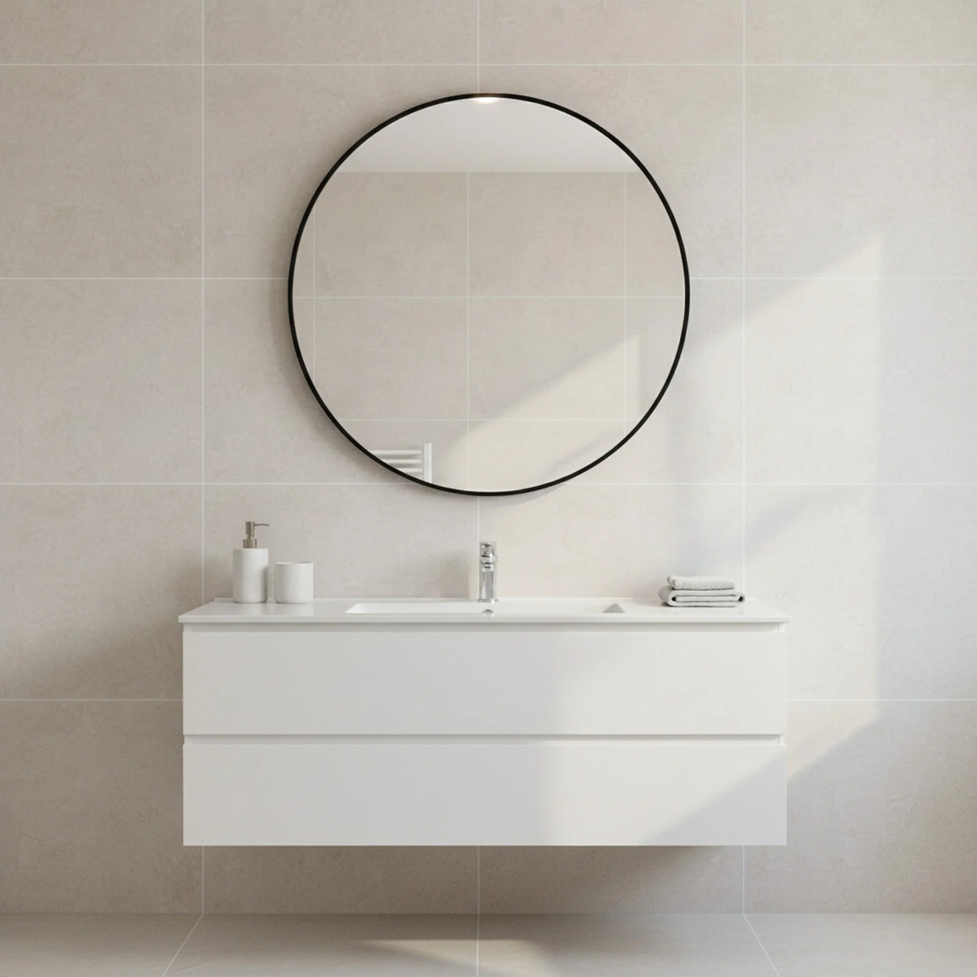 Aura Round Metal Framed Wall Mirror 80cm - Black - Image 5