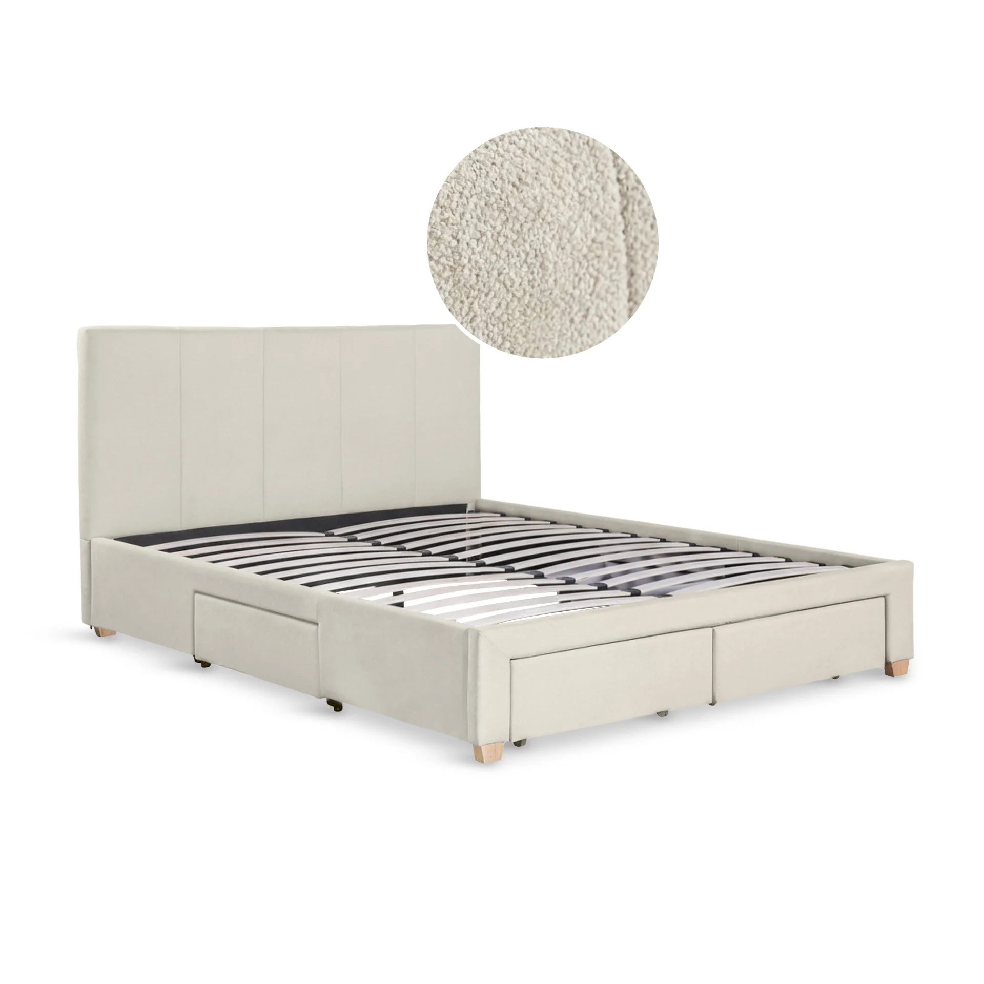 Aure Queen Bed Frame with 4 Drawers - Beige - Image 8
