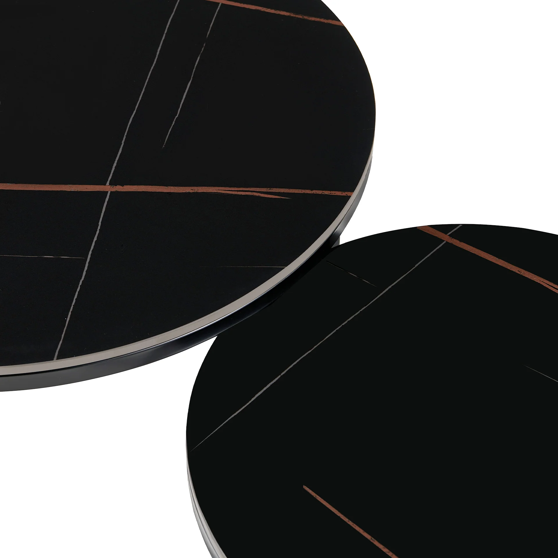 Aurelo 2pc Ceramic Coffee Table Side Table Set - Golden Black - Image 12